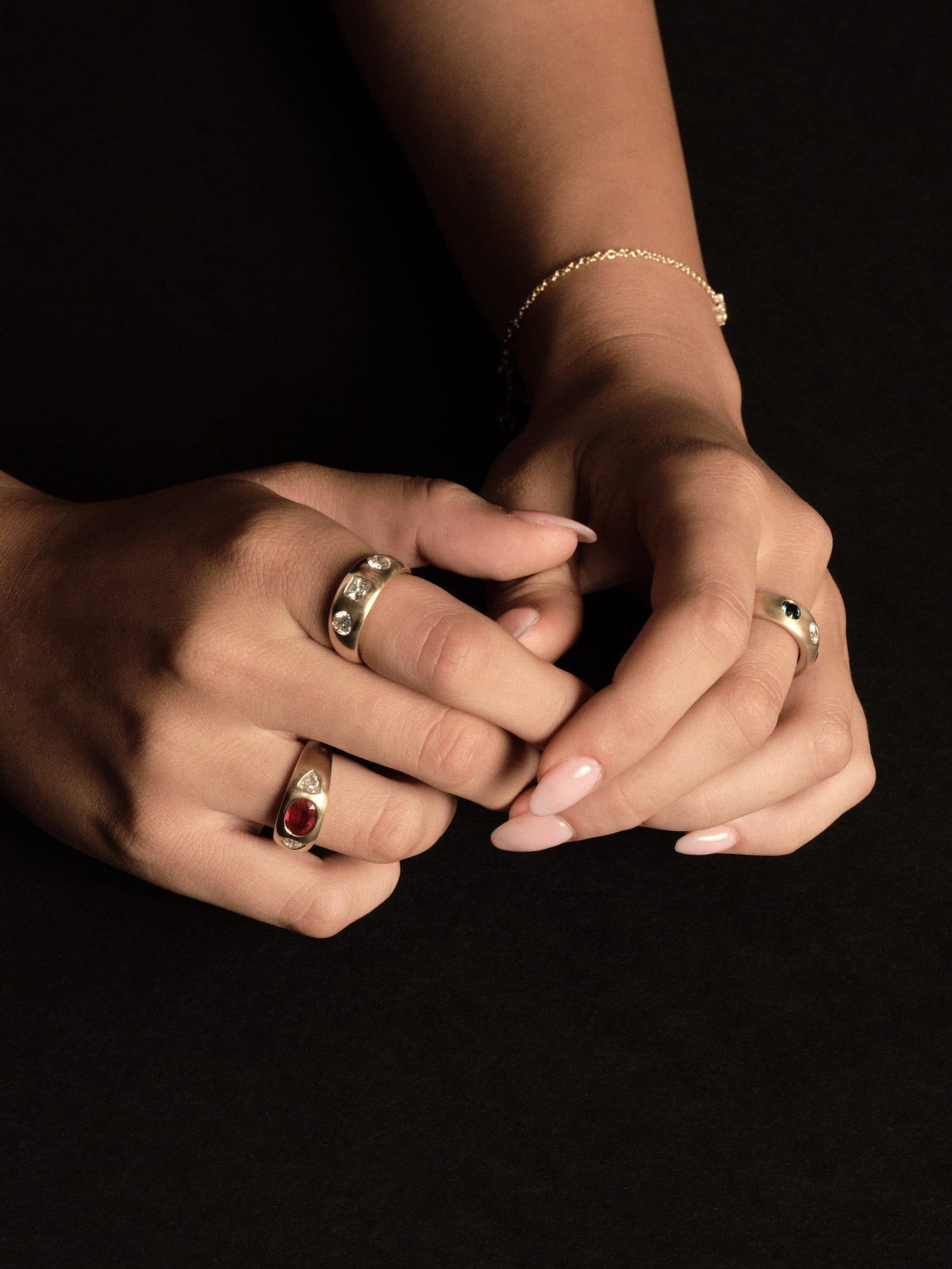 FADE TO BLACK STUDIO RINGS Talisman Ring with Ruby and Diamond