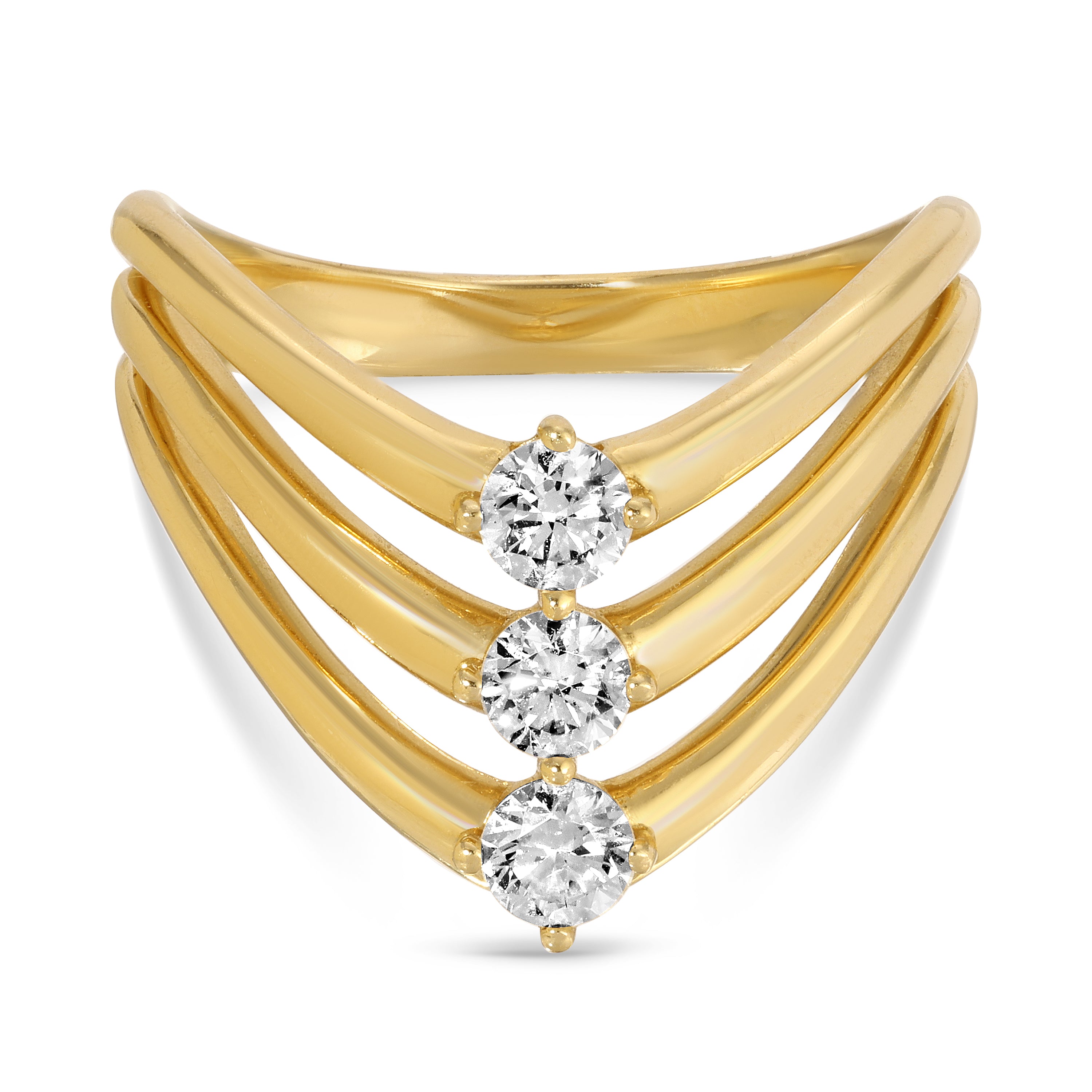 Curated Los Angeles RINGS Three Diamond V Band Ring