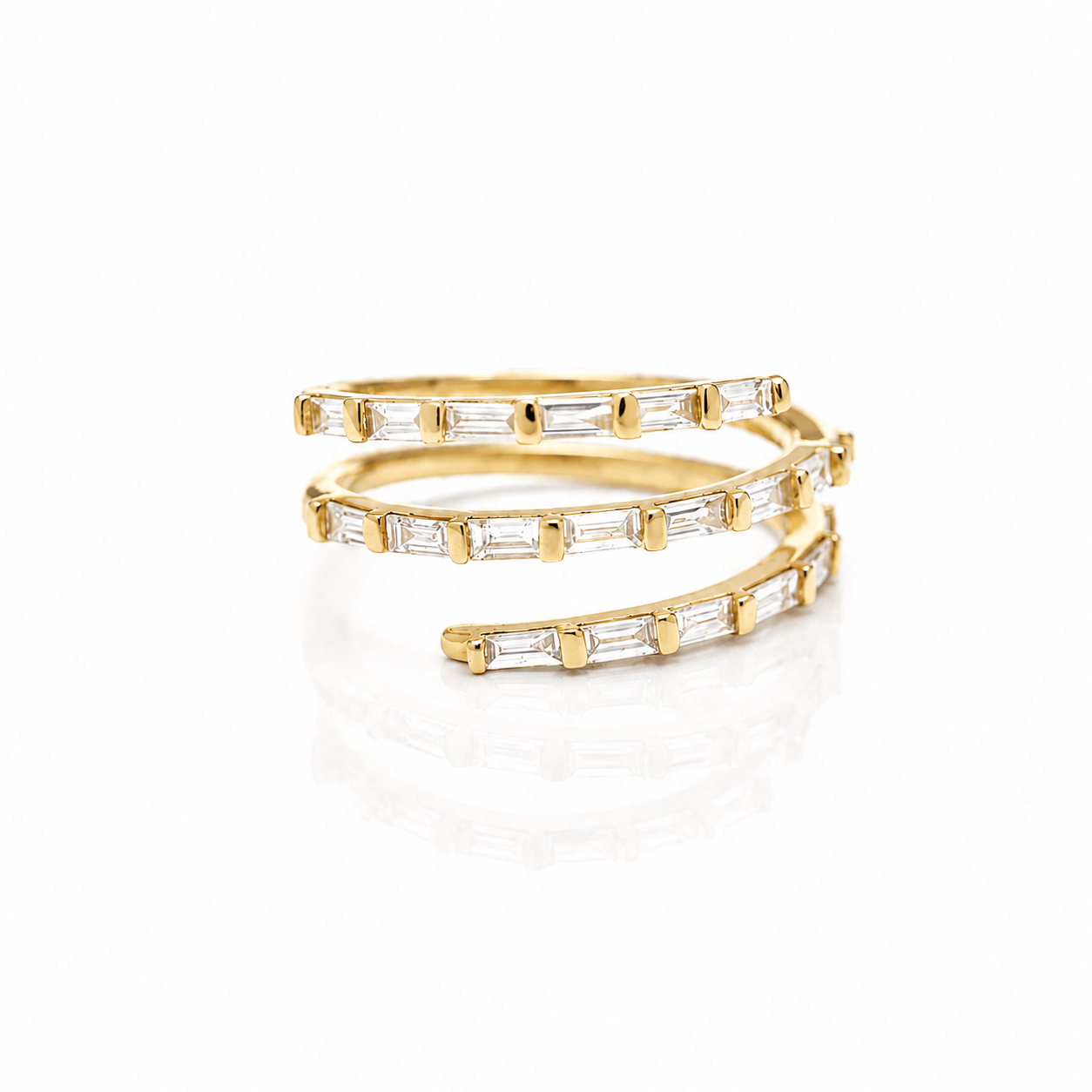 Amazing Grace RINGS Triple Wrap Baguette Diamond Coil Ring