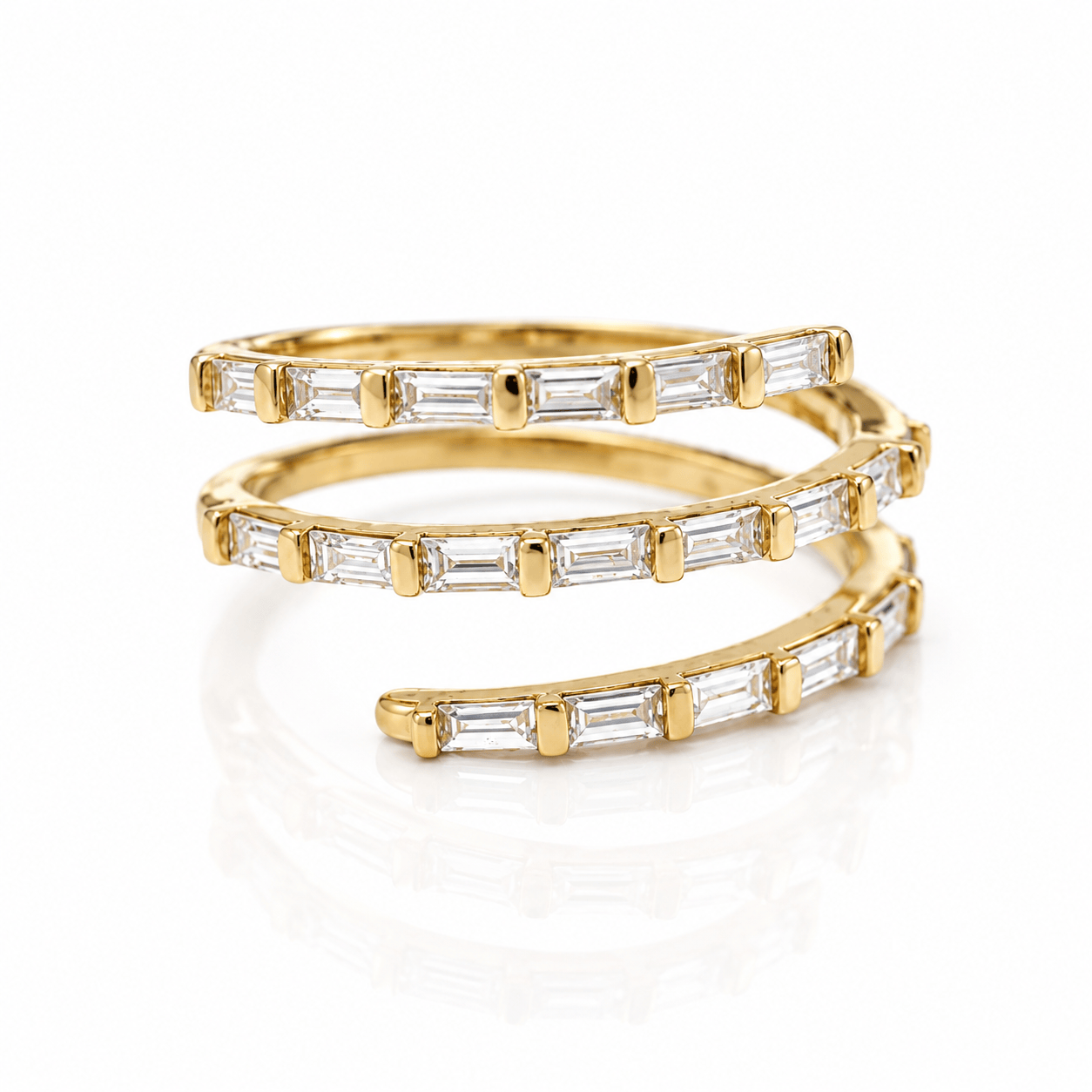 Amazing Grace RINGS Triple Wrap Baguette Diamond Coil Ring