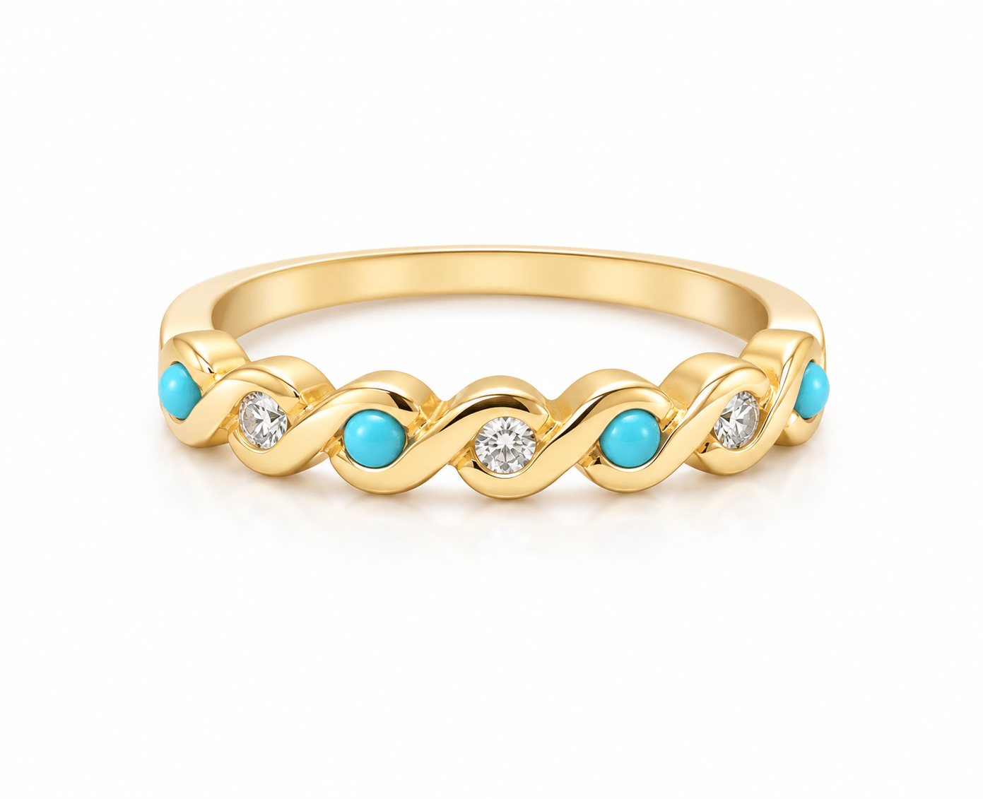 CAITLIN NICOLE JEWELRY RINGS Turquoise Diamond Wavy Gold Ring