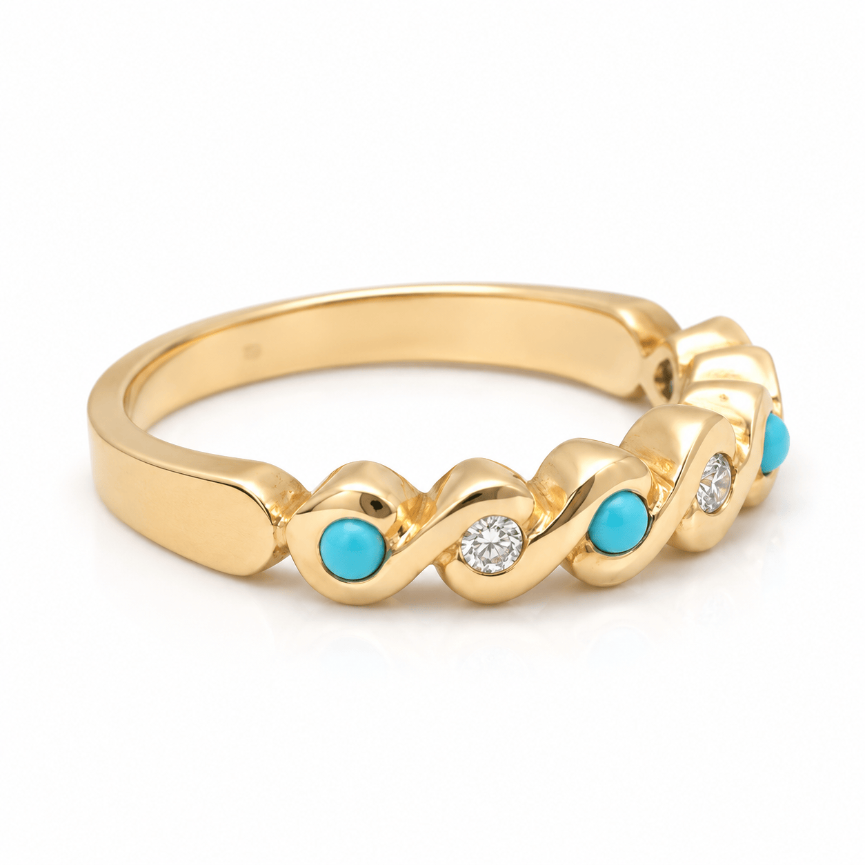 CAITLIN NICOLE JEWELRY RINGS Turquoise Diamond Wavy Gold Ring