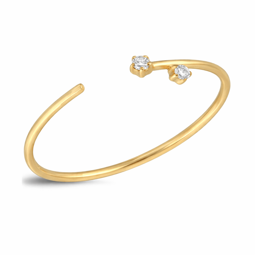 Curated Los Angeles RINGS Two Diamond Delicate Gold Cuff Ring