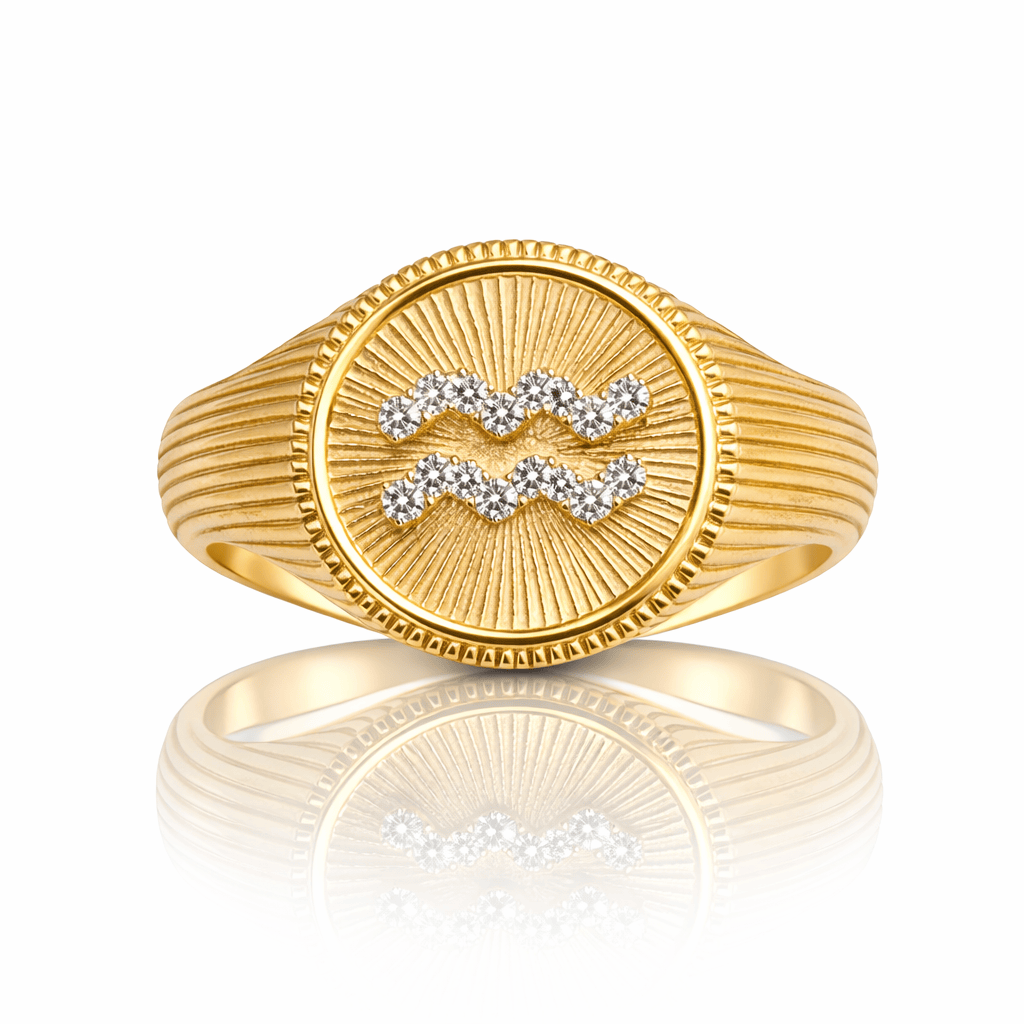 Curated Los Angeles RINGS Aquarius - January 20-February 18 / 5 Zodiac Signet Ring
