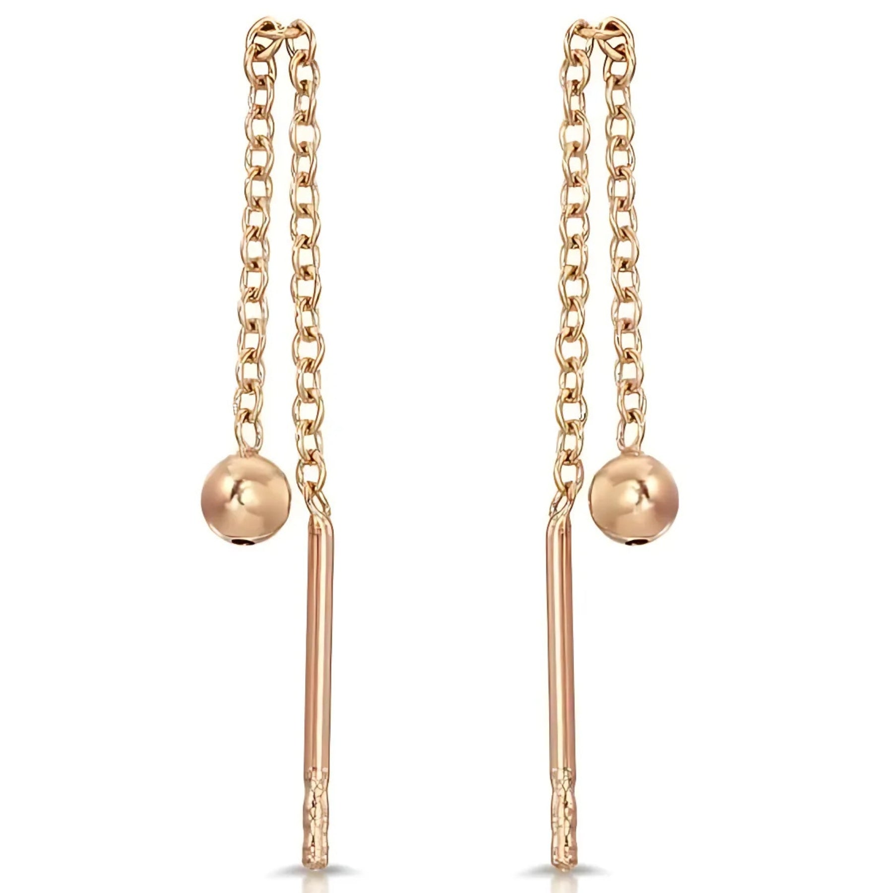 Rose Gold Bead Threader Earrings