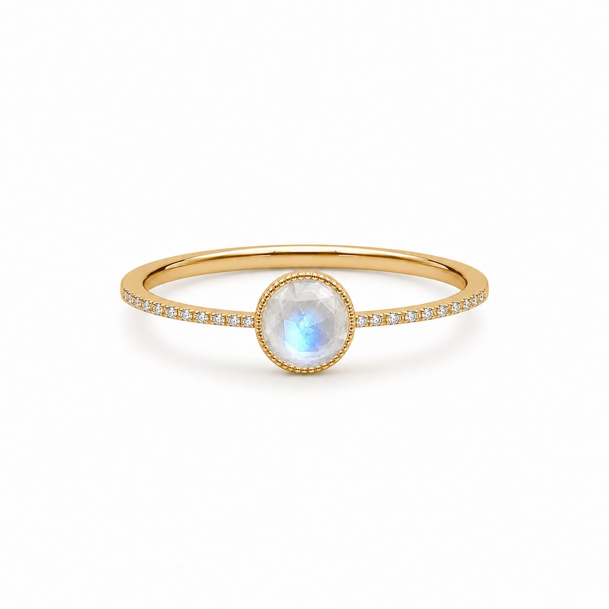 Curated Los Angeles Rosecut Moonstone Pave Band
