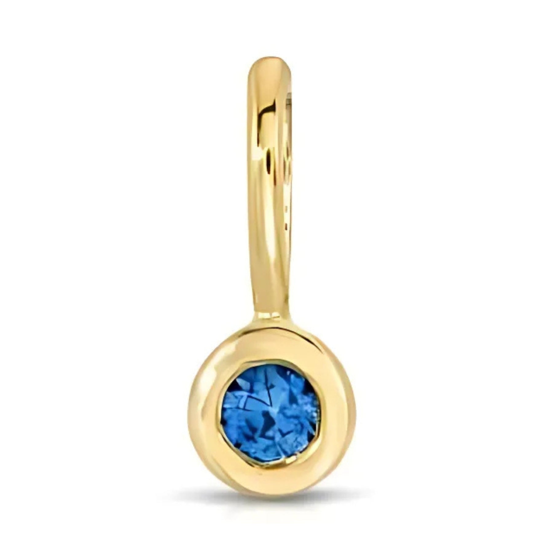 Round Blue Sapphire Gold Charm