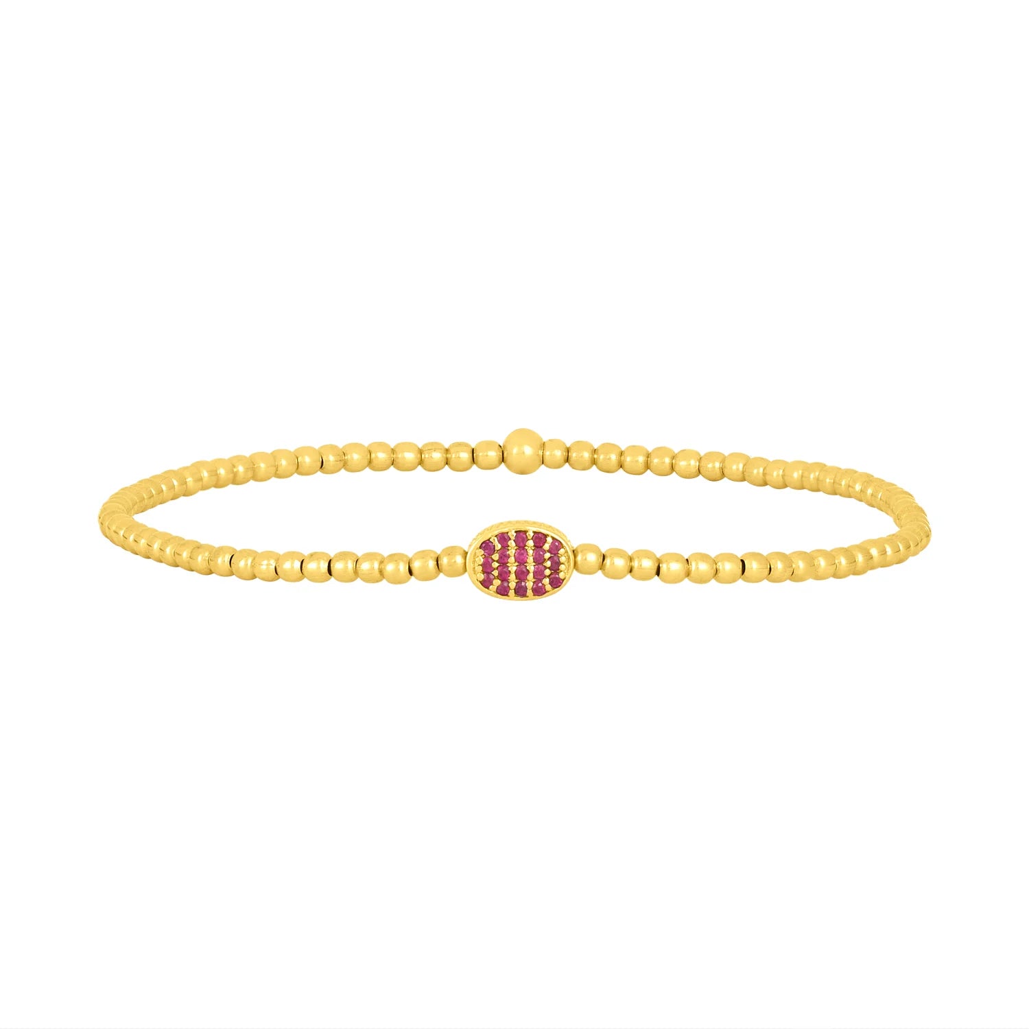 2mm Ruby Bean Gold Bead Bracelet