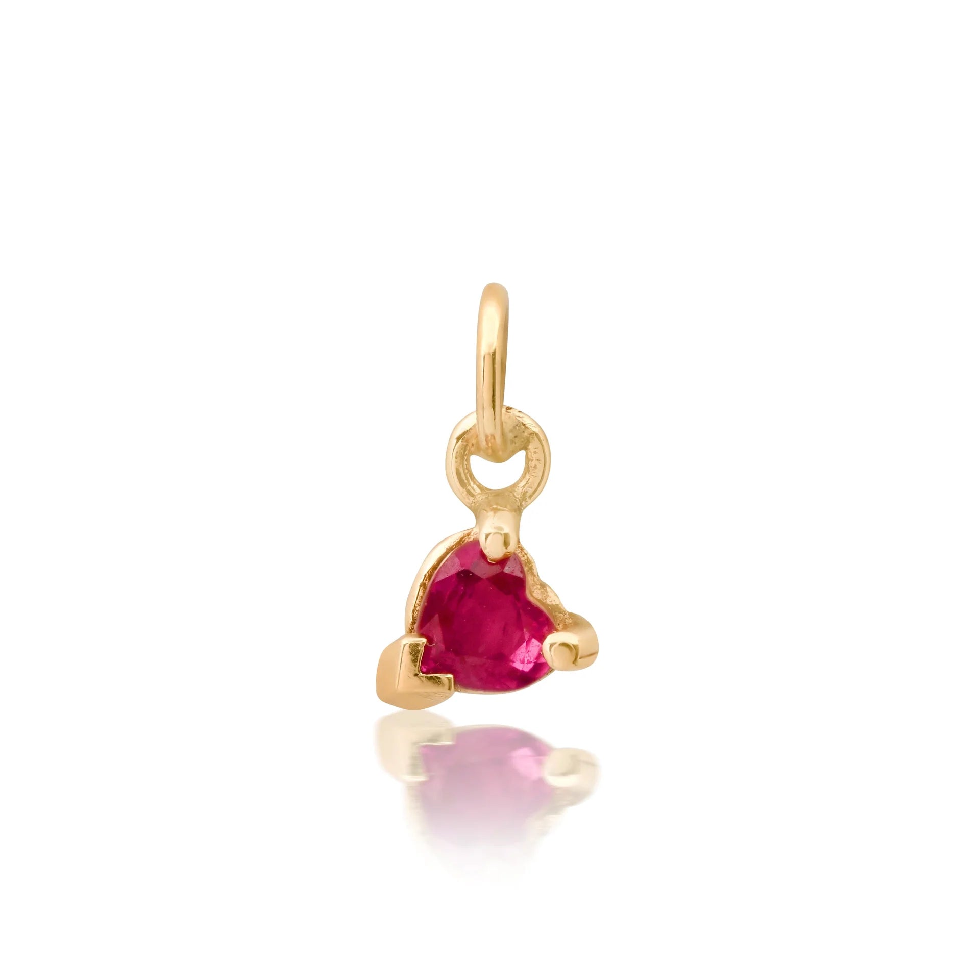 Ruby Mini Heart Charm in 14k Yellow Gold