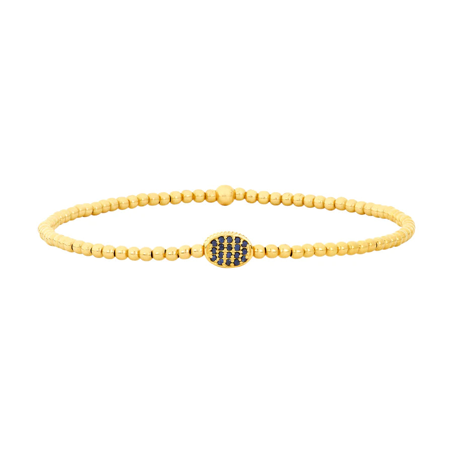 2mm Yellow Gold and Blue Sapphire Bean Bracelet