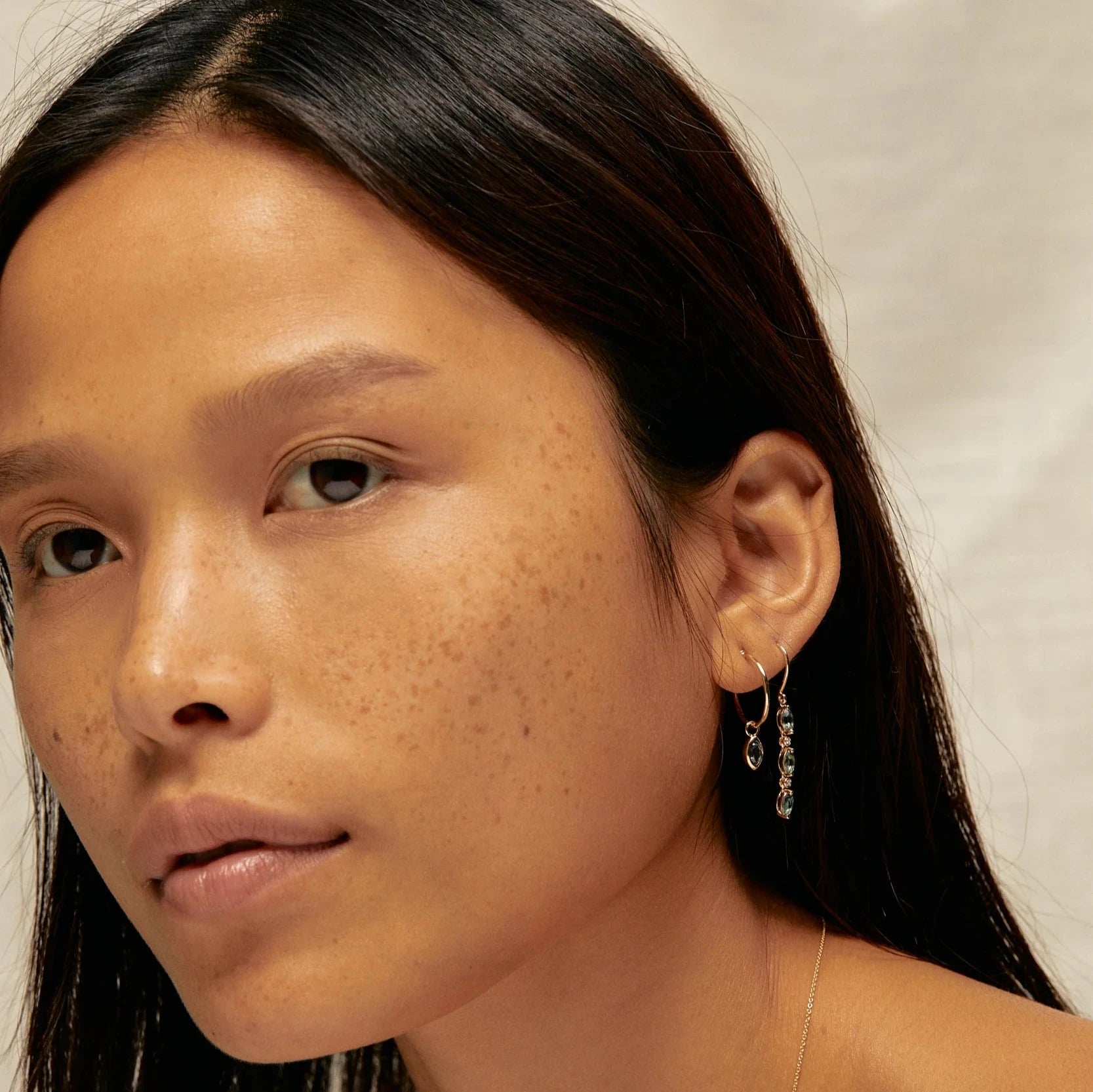 Floating Sapphire Hoop Earrings