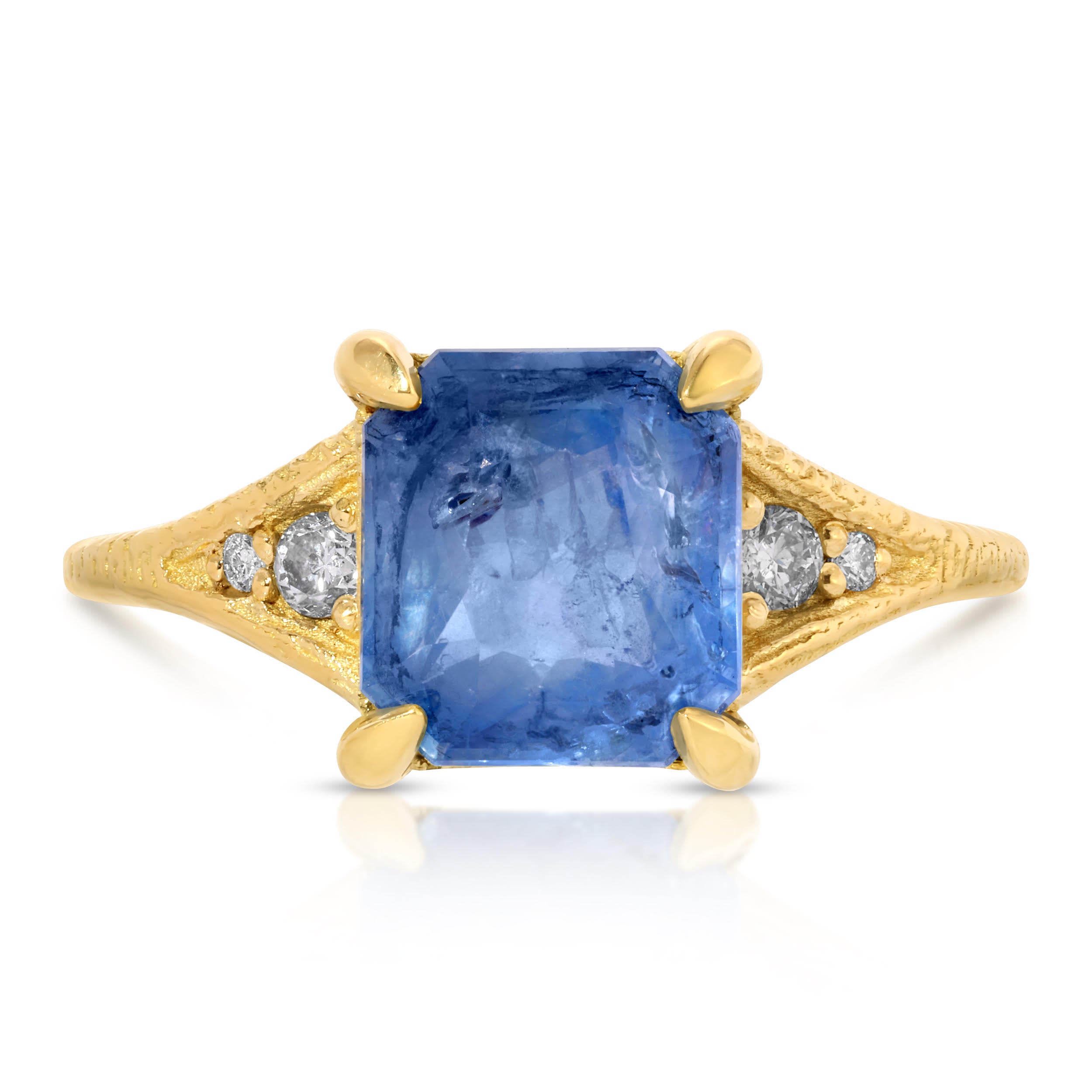 Blue Sapphire and Diamond Venetian Ring