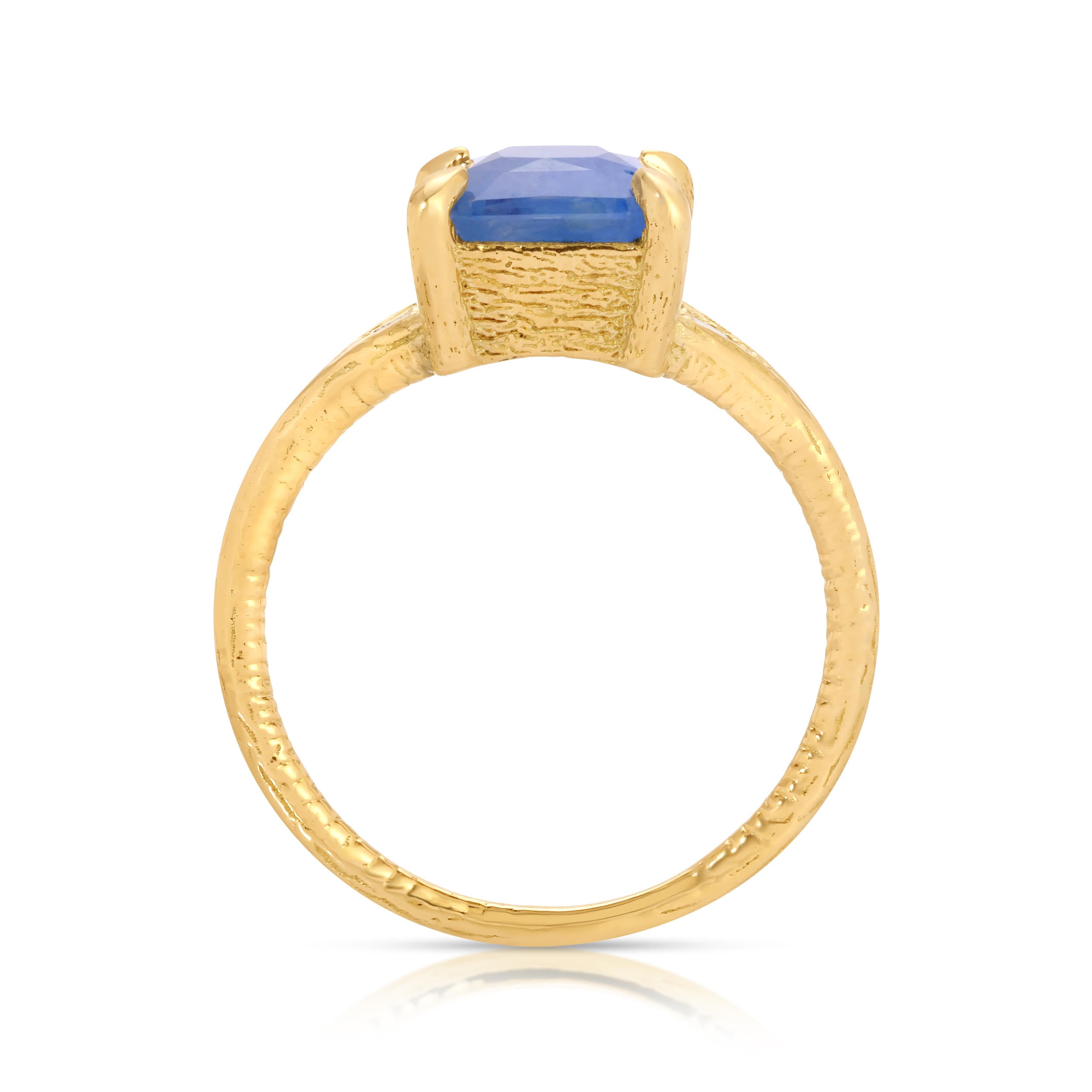 Blue Sapphire and Diamond Venetian Ring