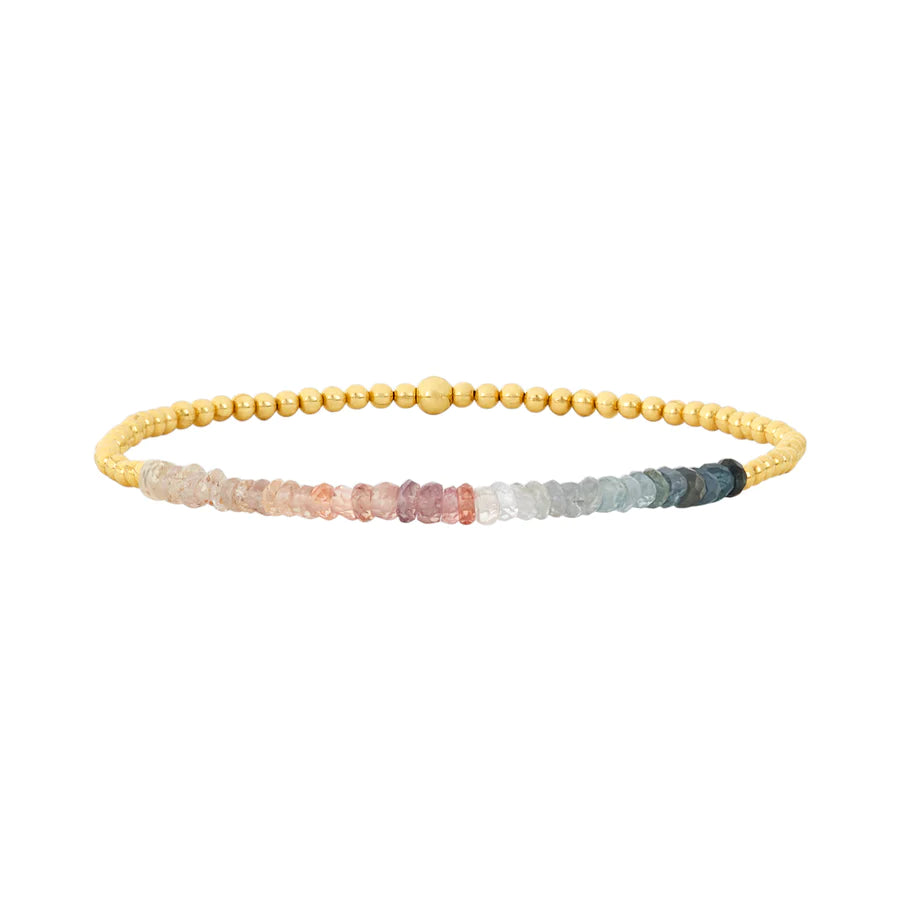2mm Gold and Seabreeze Sapphire Ombre Beaded Bracelet