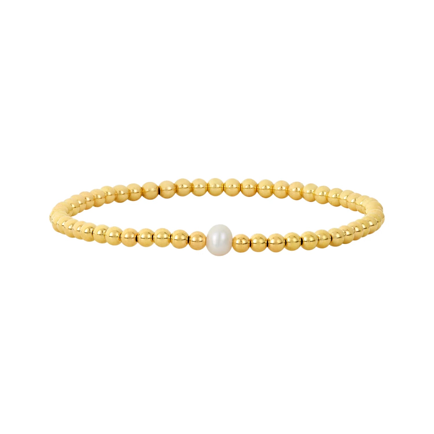 3mm Single Pearl Gold Beaded Bracelet
