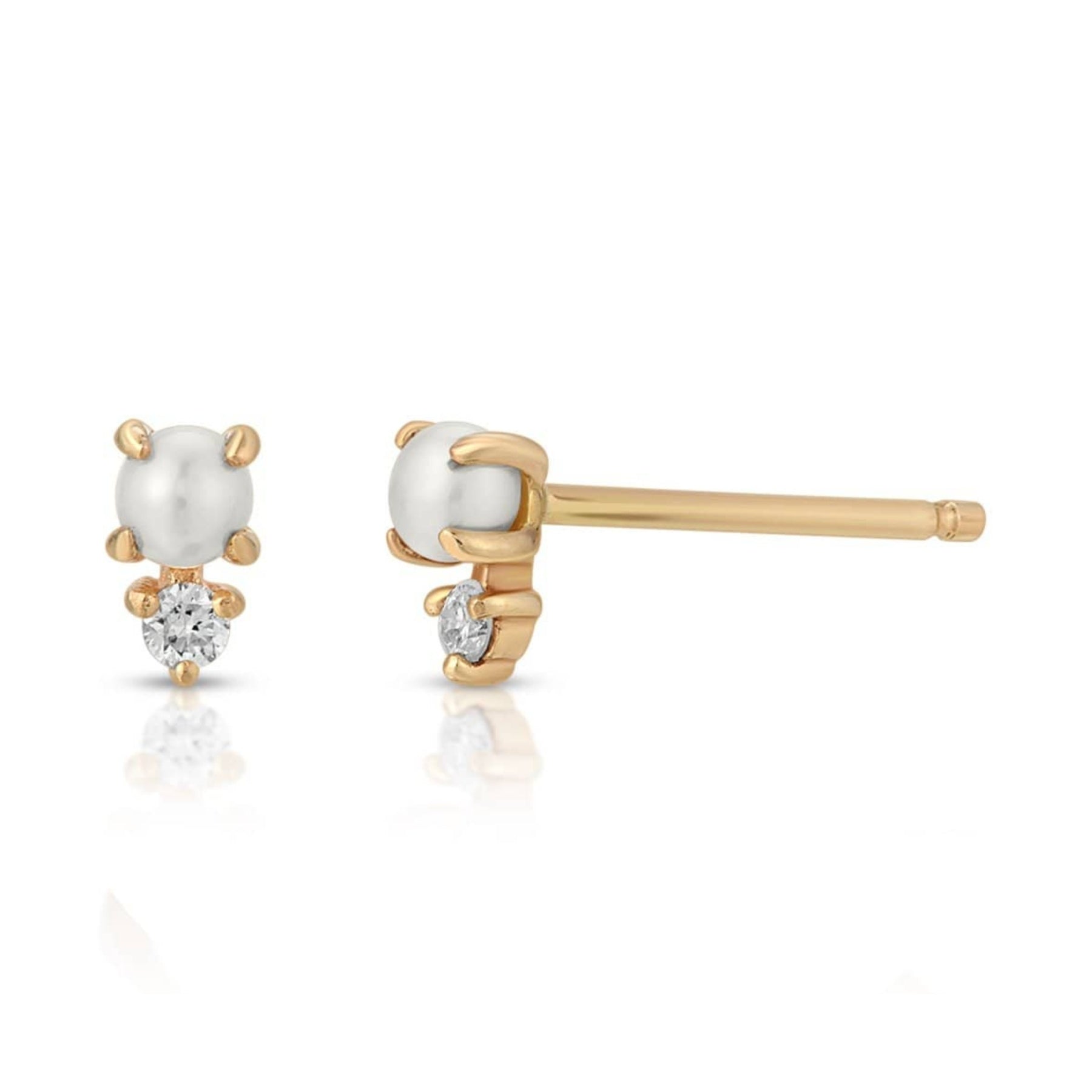 Dainty Diamond Pearl Studs