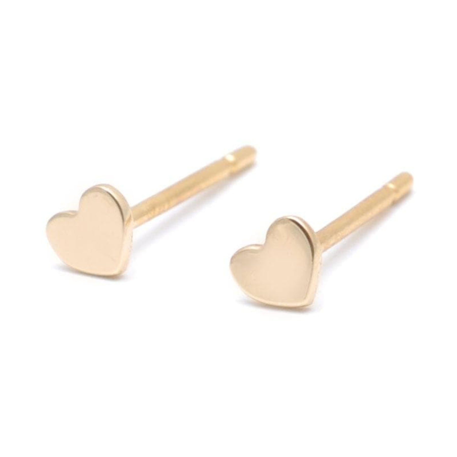Tiny Yellow Gold Heart Studs