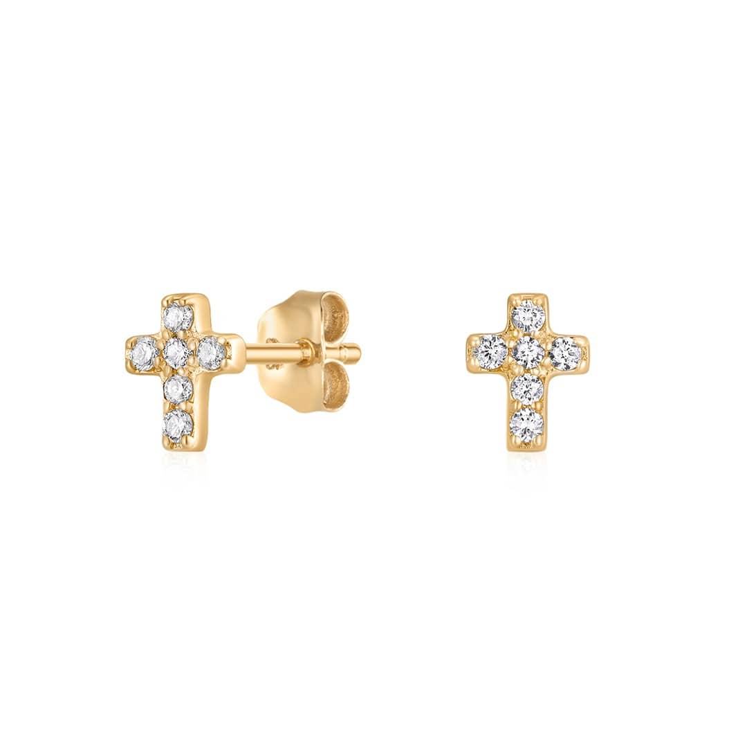Curated LA Stud Earrings 14K Yellow Gold Round Diamond Stud Earrings (0.06 CTW)