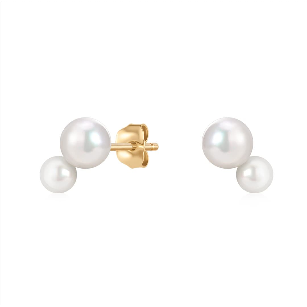Curated LA Stud Earrings 14K Yellow Gold Round Pearl Stud Earrings