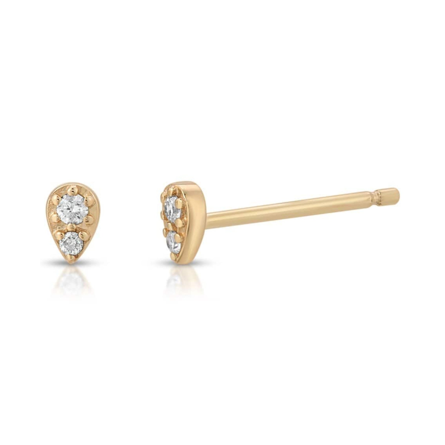 Teardrop Shape Diamond Yellow Gold Studs