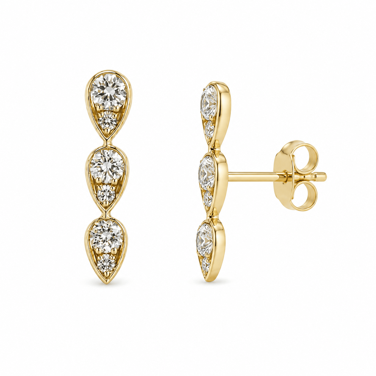 Curated Los Angeles Three Pear Diamond Studs