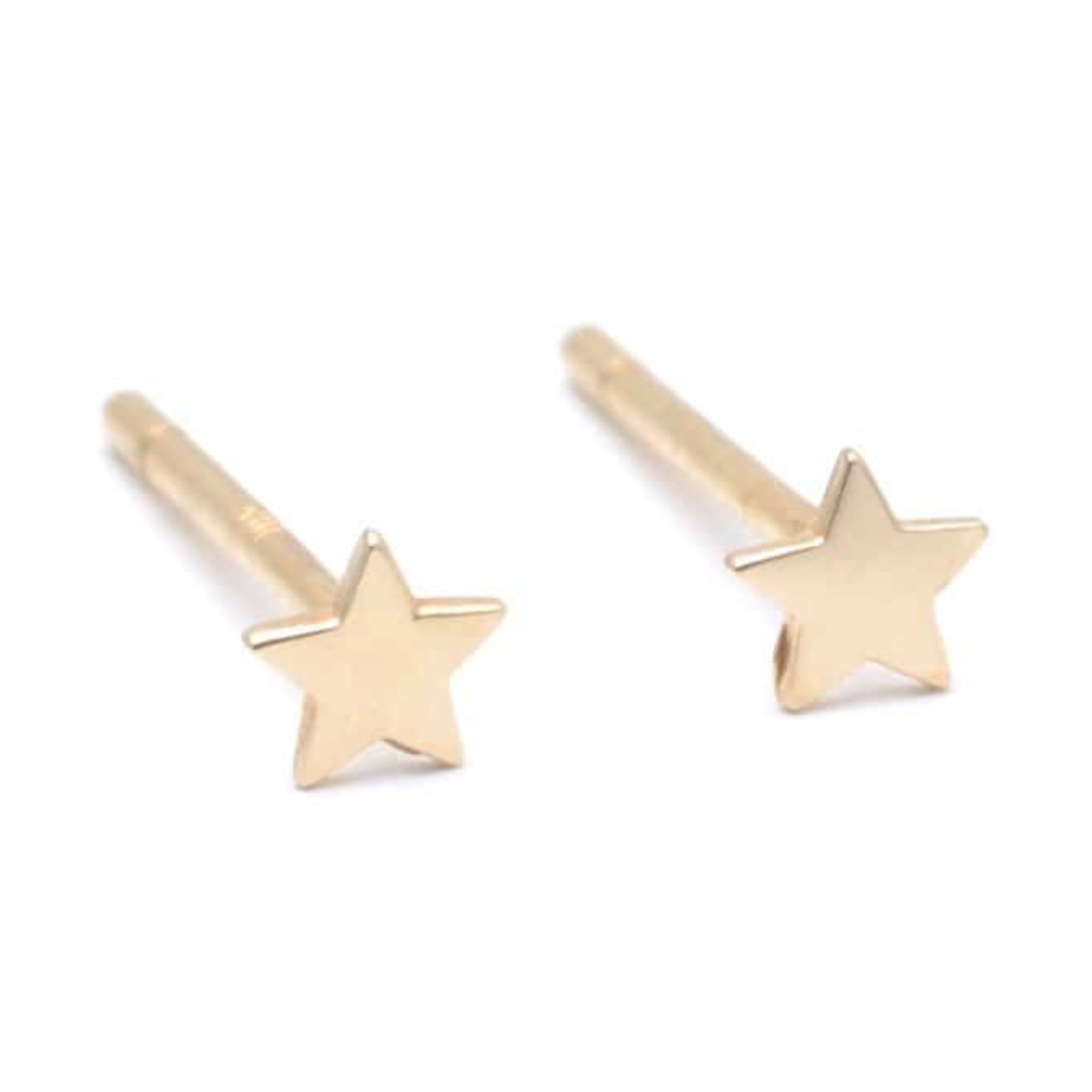 Tiny Star Yellow Gold Studs