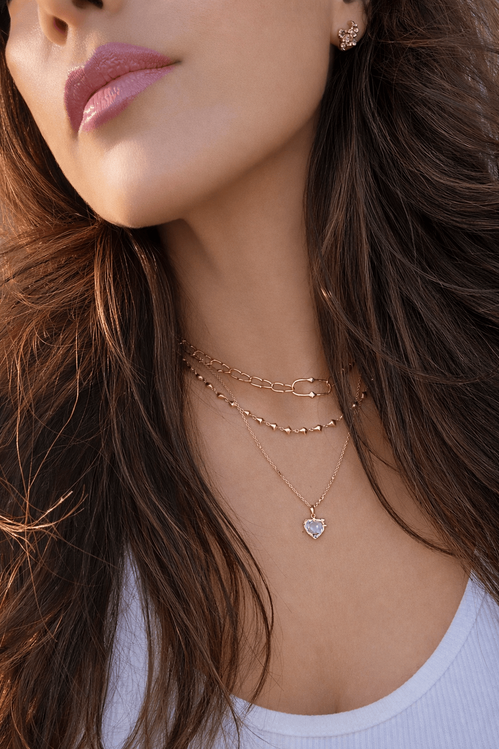 Reign Los Angeles Virasat White Topaz Heart Necklace