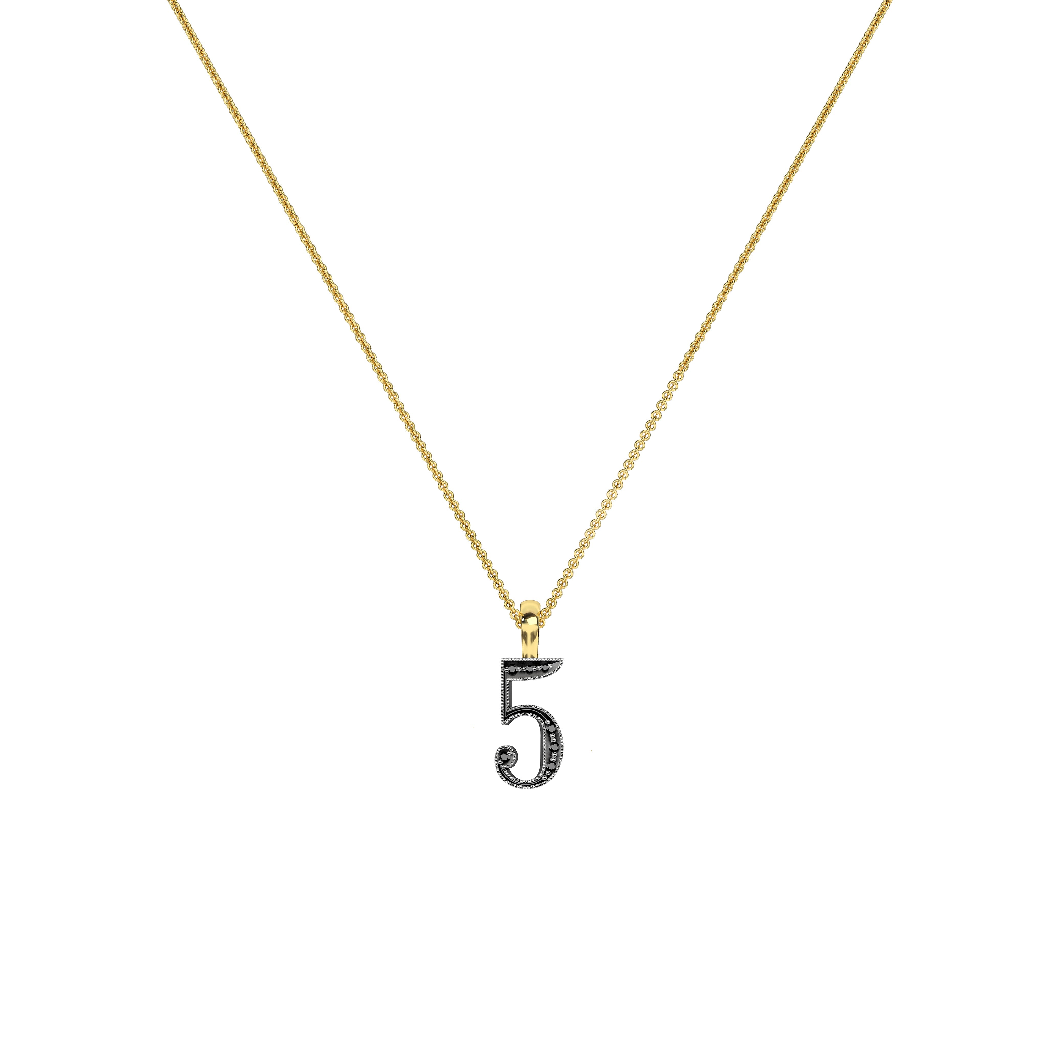Lucky Number 5 Charm Pendant