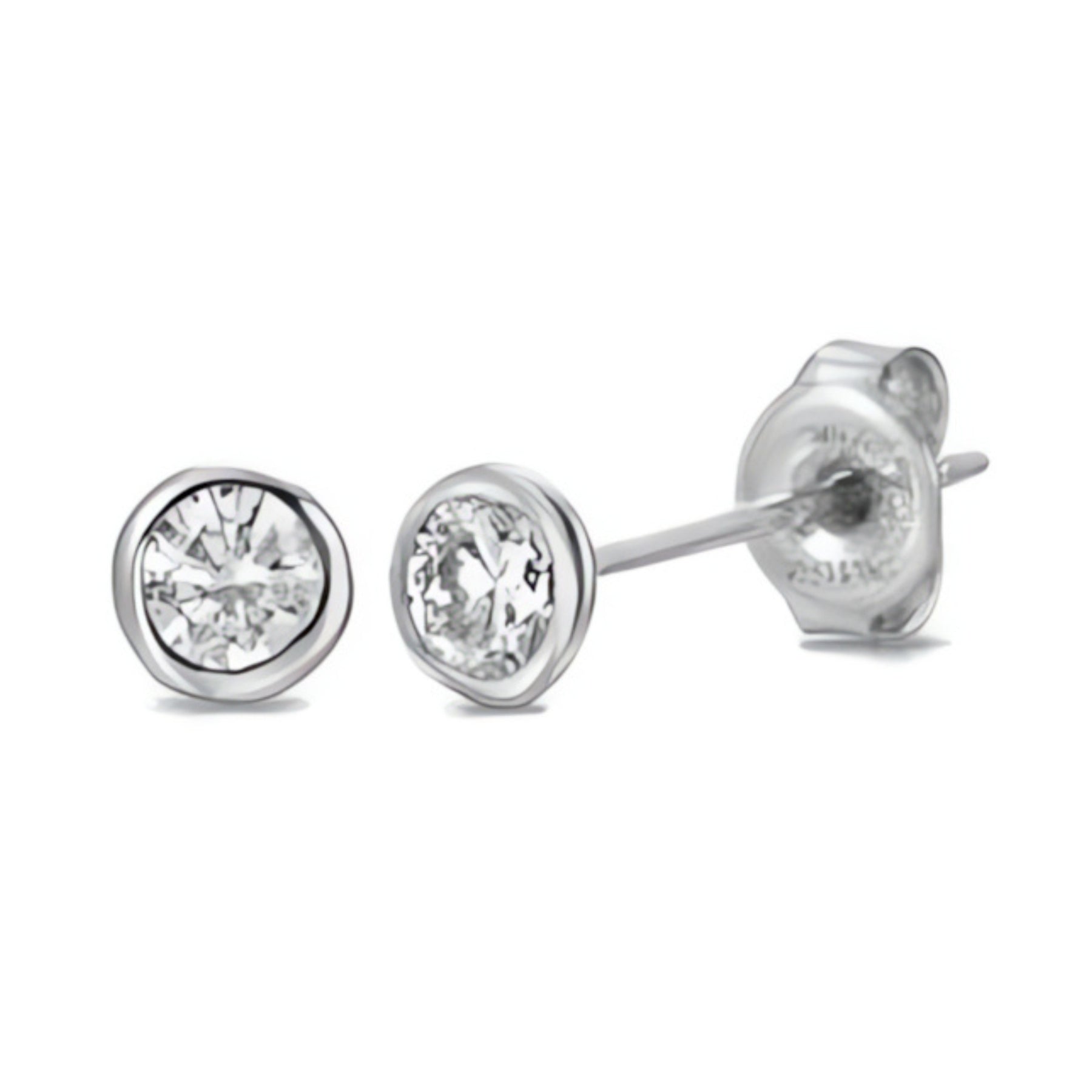 White Gold Bezel Diamond Studs