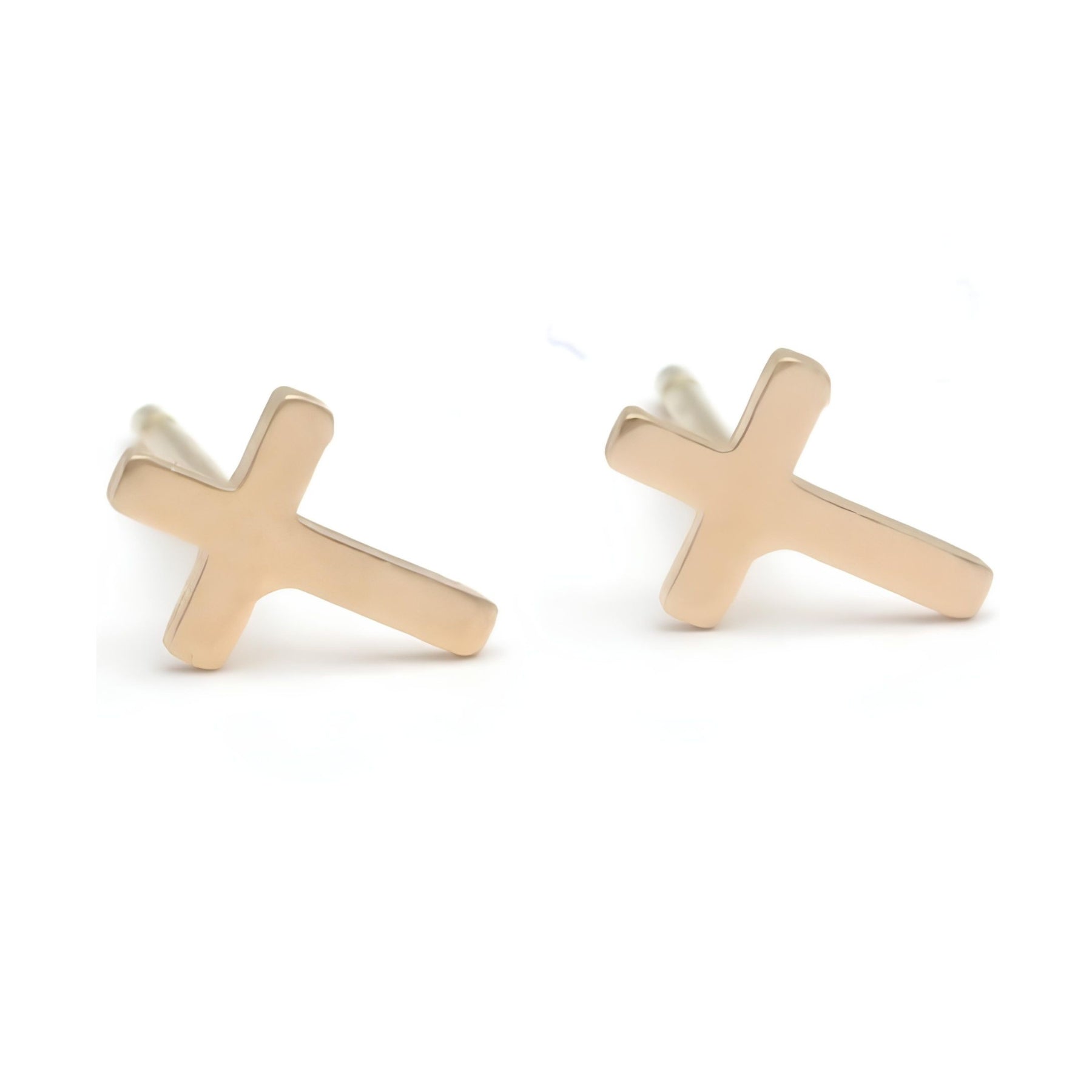Yellow Gold Flat Cross Studs