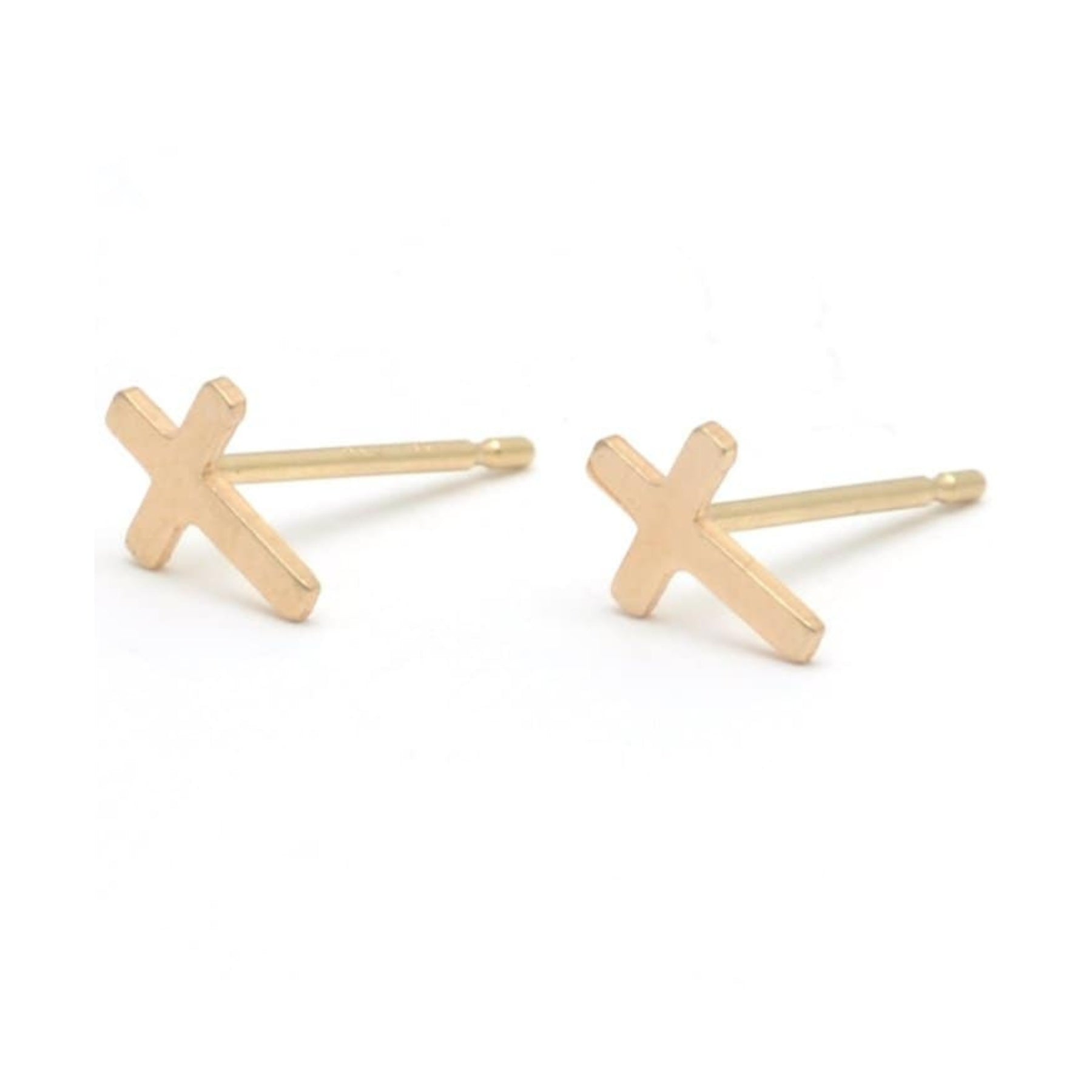 Yellow Gold Flat Cross Studs