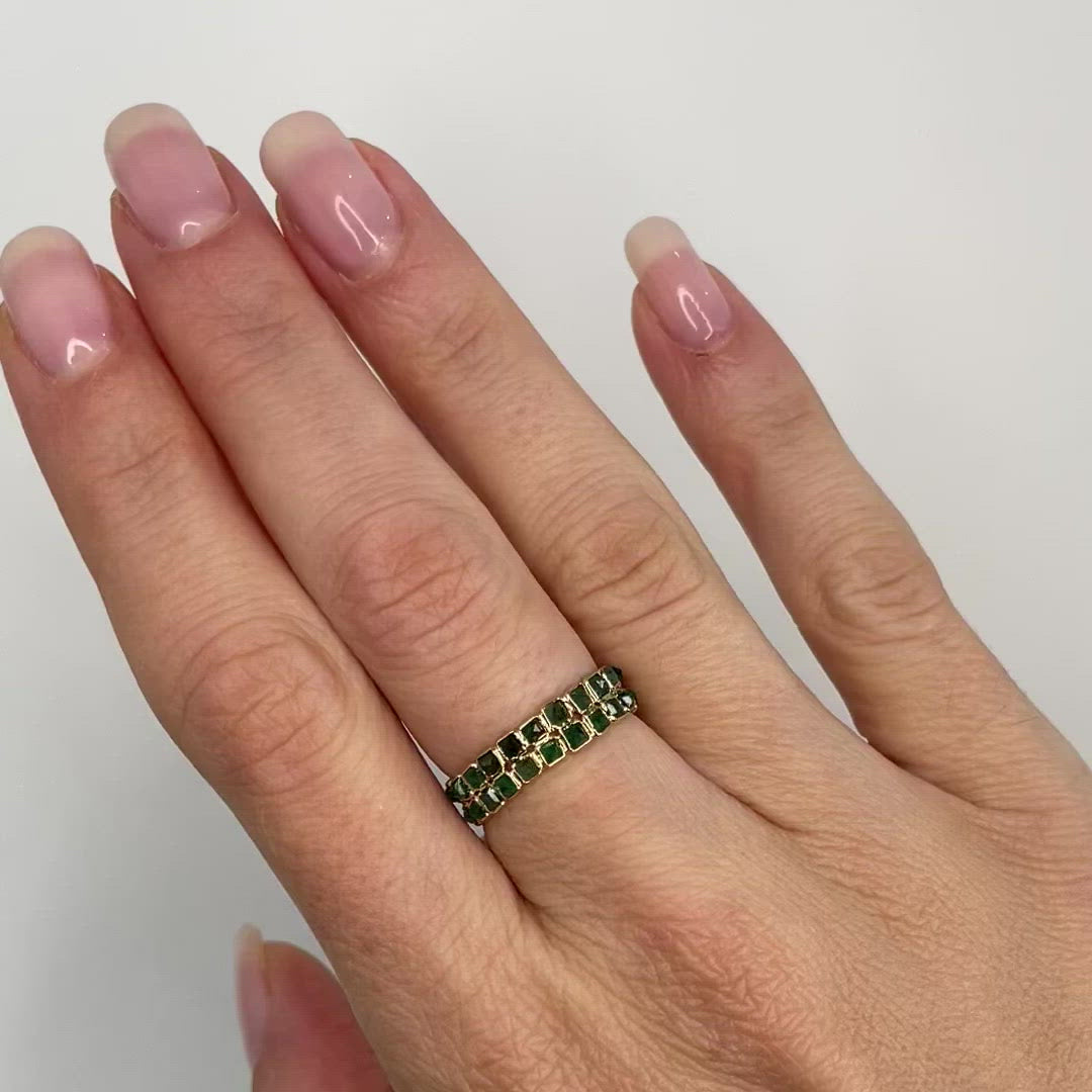 Two Row Emerald Gold Ring