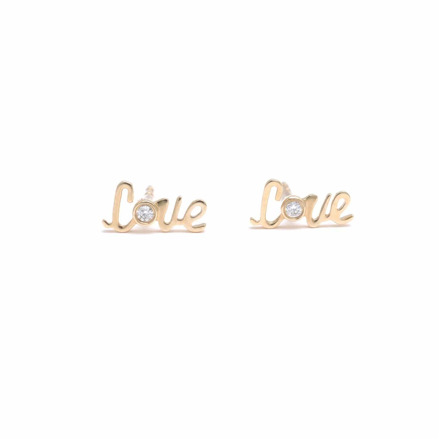 Love Script Diamond Earrings
