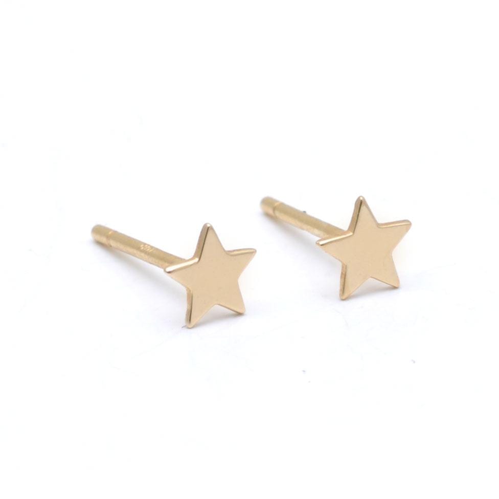 Small Star Yellow Gold Earrings