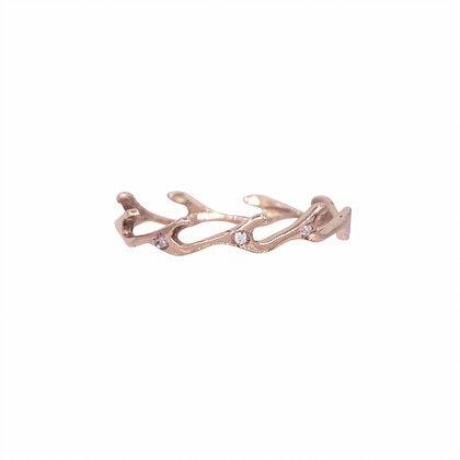 Diamond Ocean Waves Rose Gold Stacking Ring - Curated Los Angeles