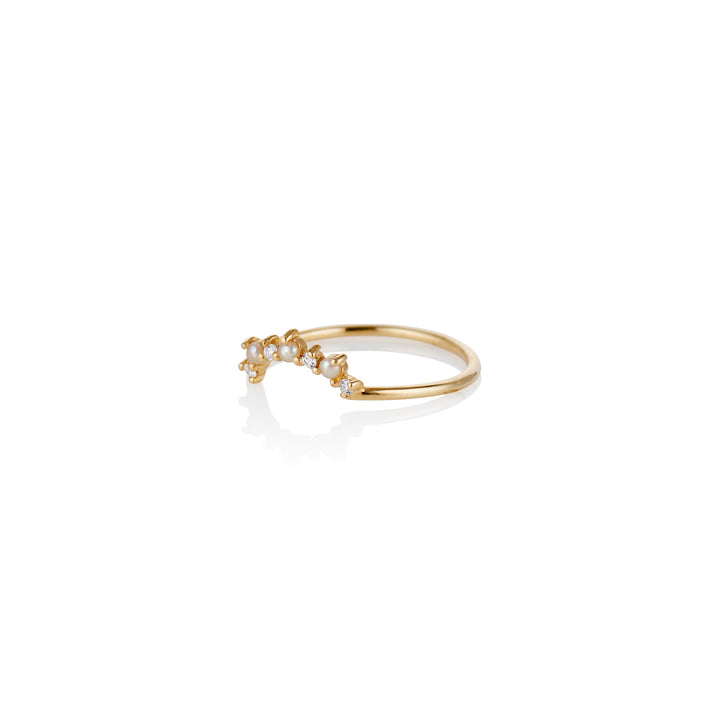 Sunrise Pearl and Diamond Ring