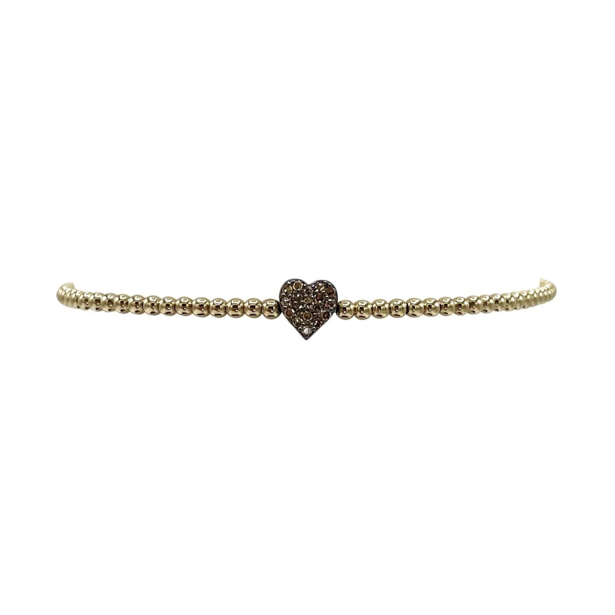 oxidized diamond heart beaded bracelet