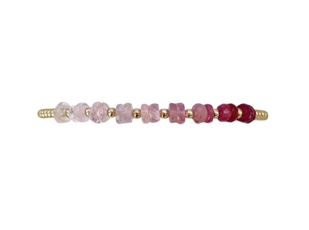 pink sapphire ombre beaded bracelet