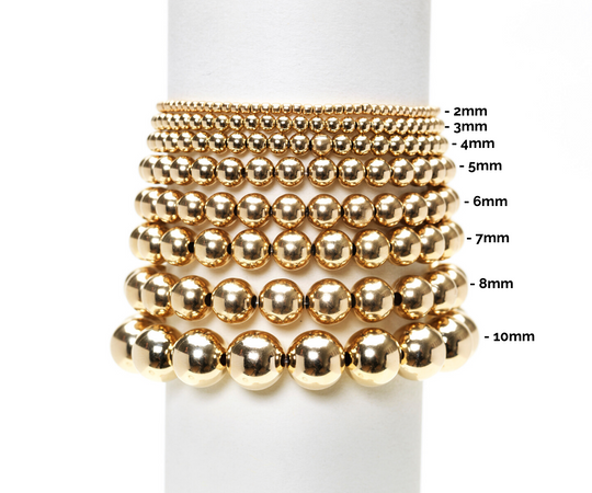 8mm Yellow Gold Bead Layering Bracelet