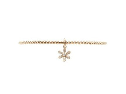 2mm Diamond Flower Charm Gold Bead Bracelet