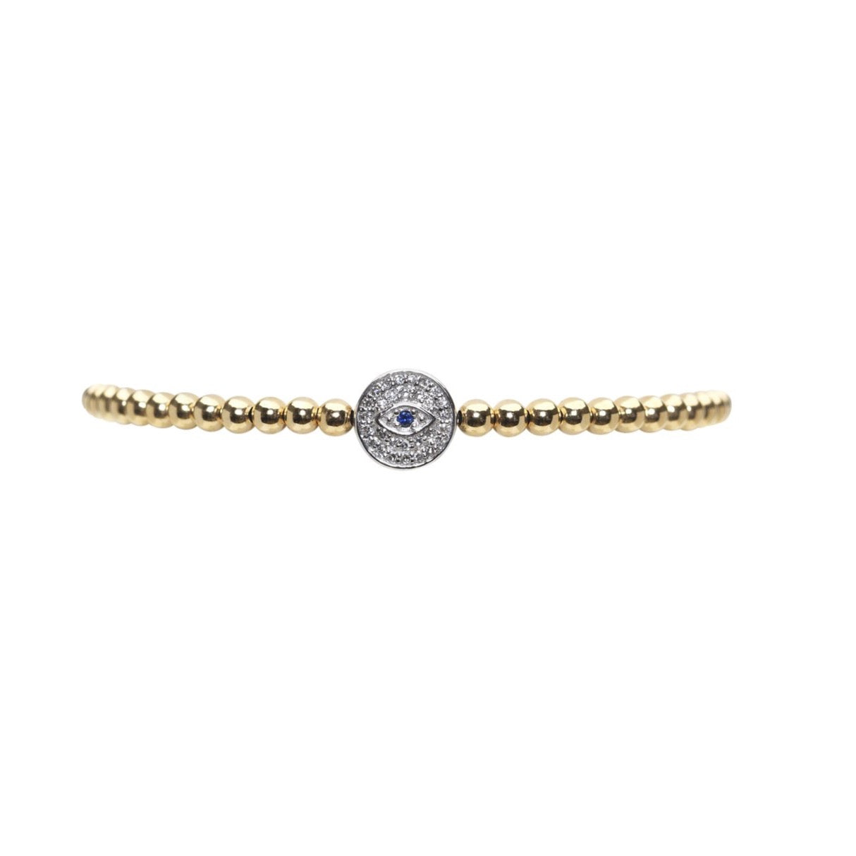 silver evil eye gold beaded bracelet