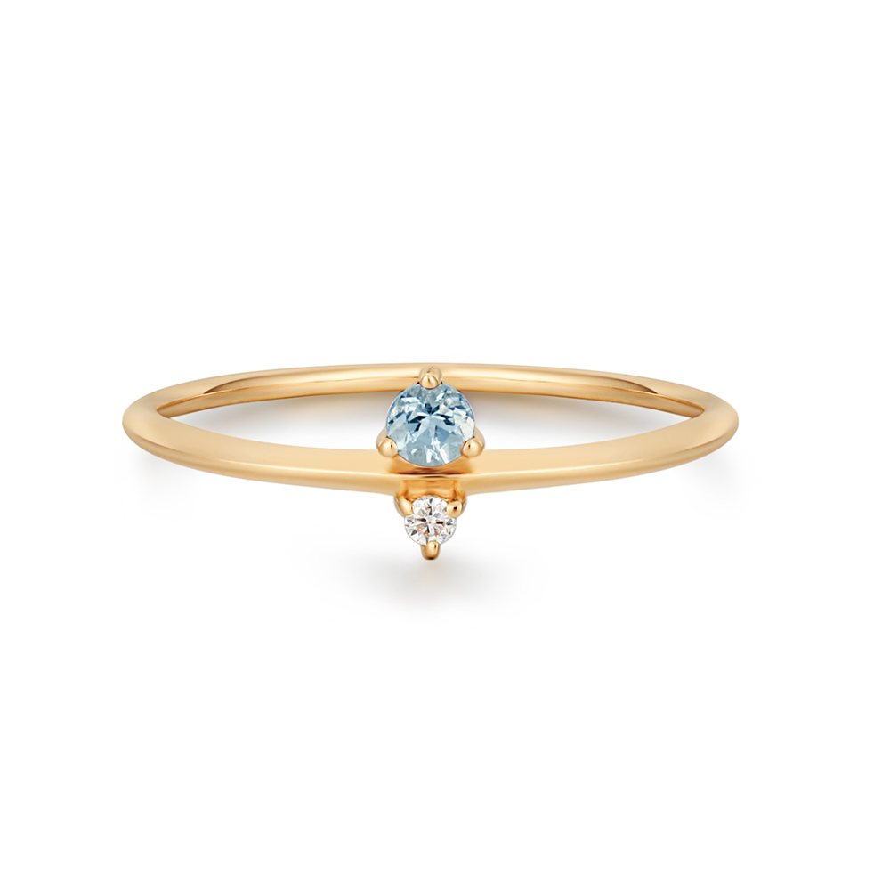 Aquamarine Diamond Delicate Ring