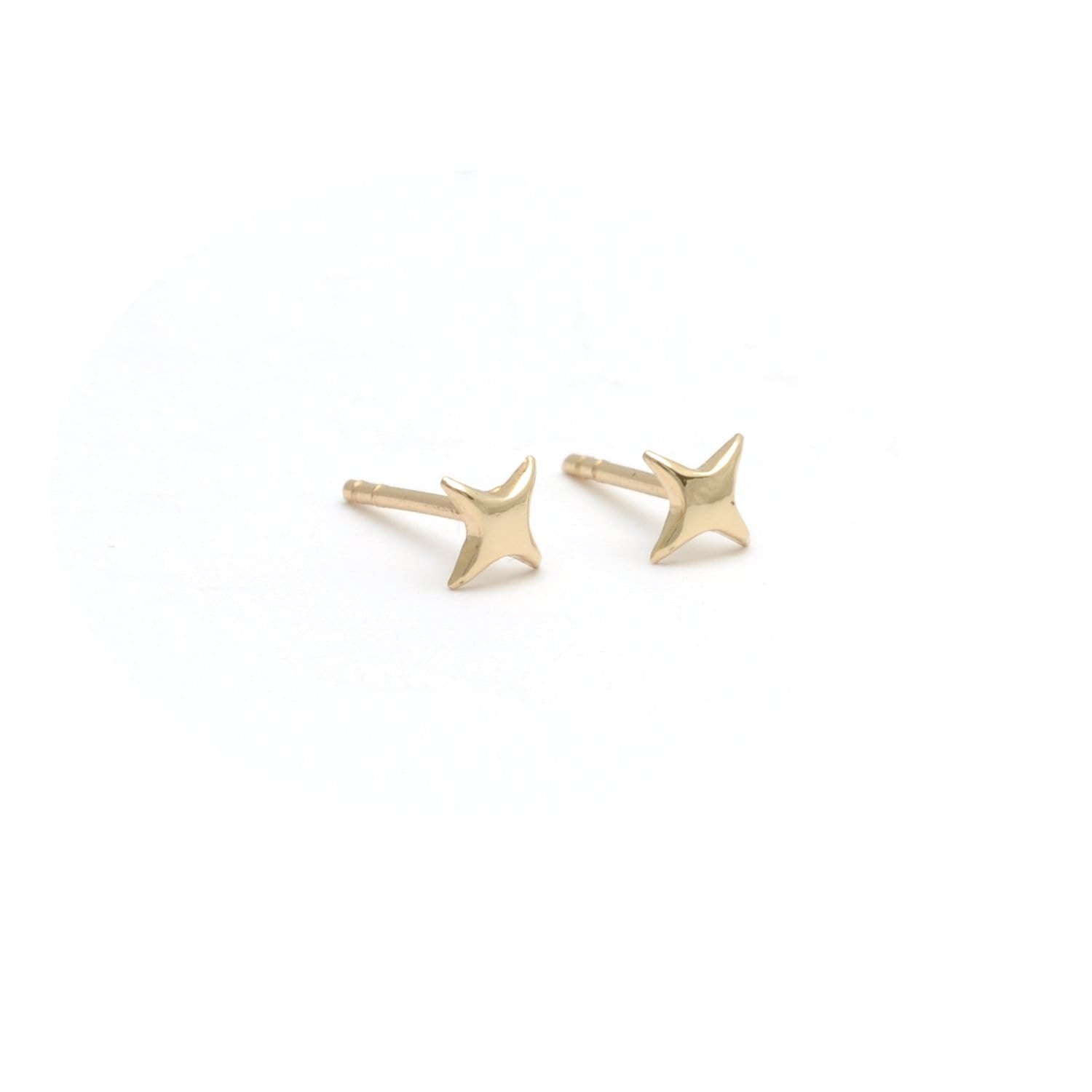Four Point Yellow Gold Twinkling Star Studs