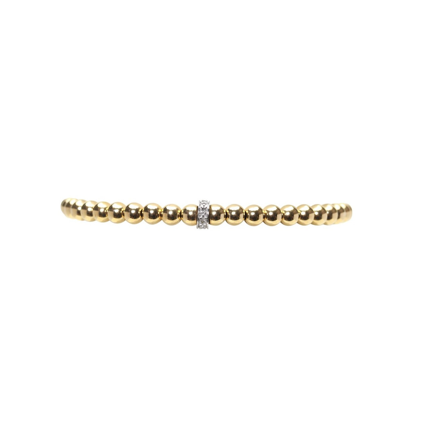 4mm Diamond Rondelle Yellow Gold Round Bead Bracelet