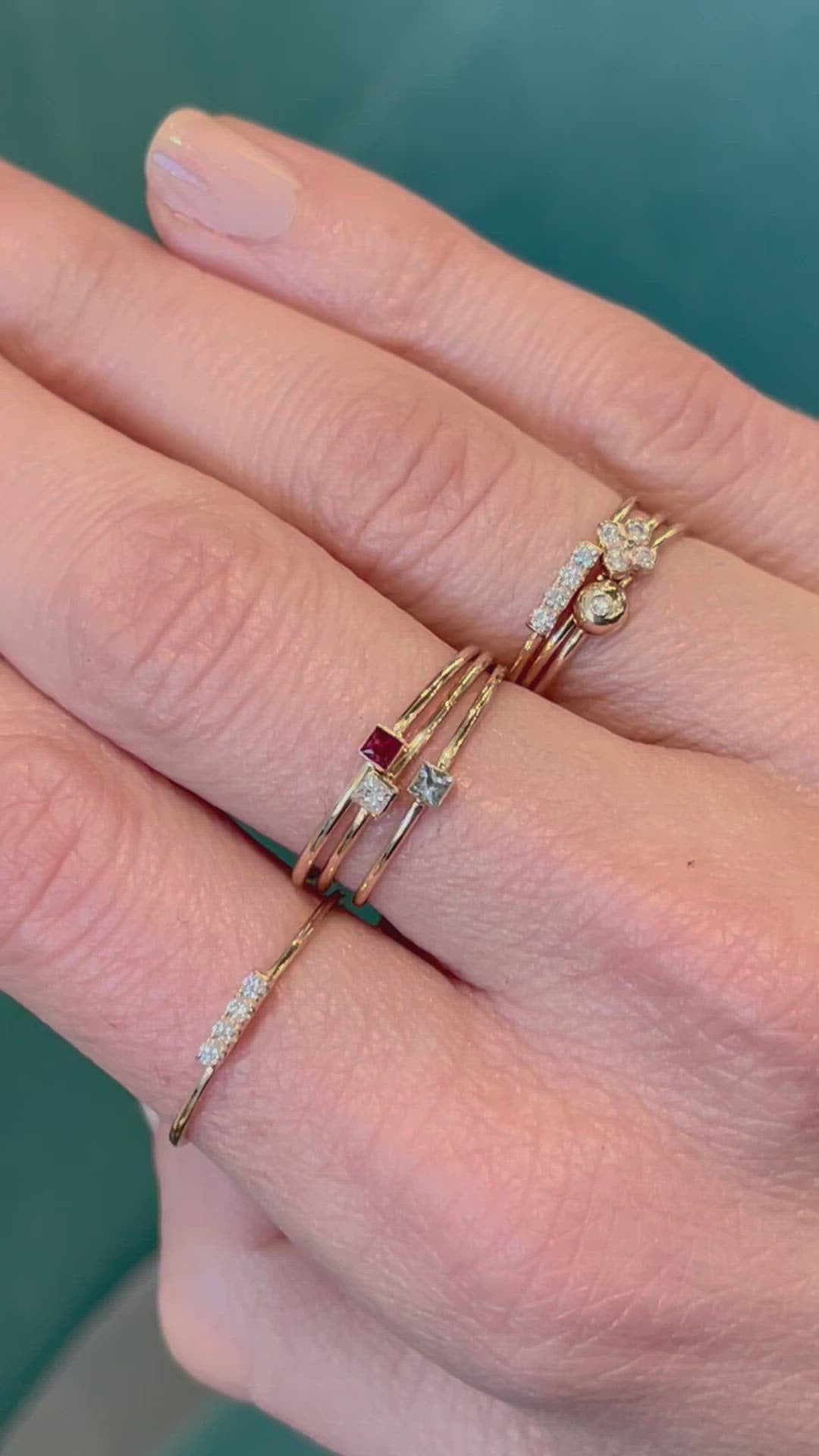 Diamond Clover Stacking Ring