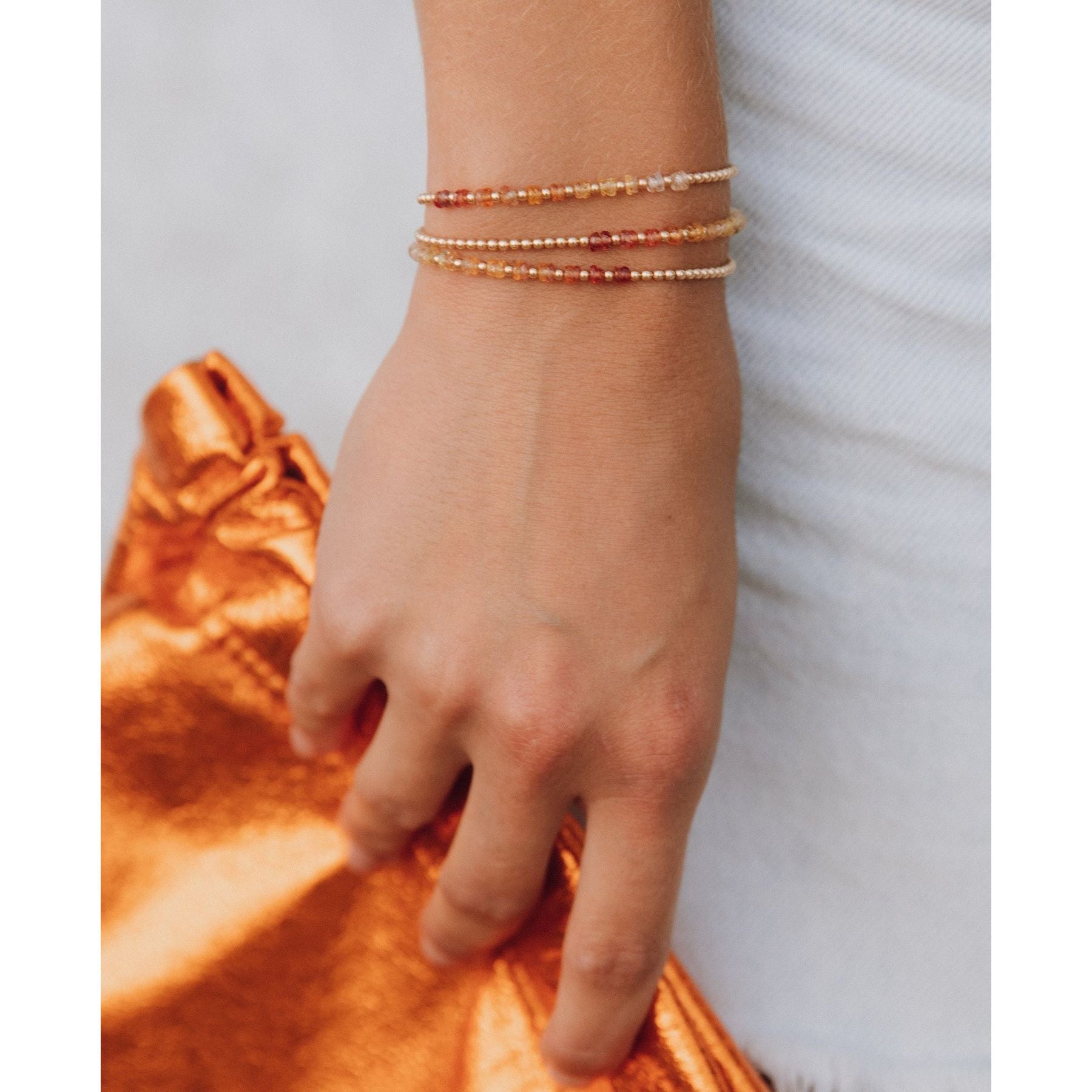 2mm Yellow Gold Bead Sunrise Ombre Bracelet