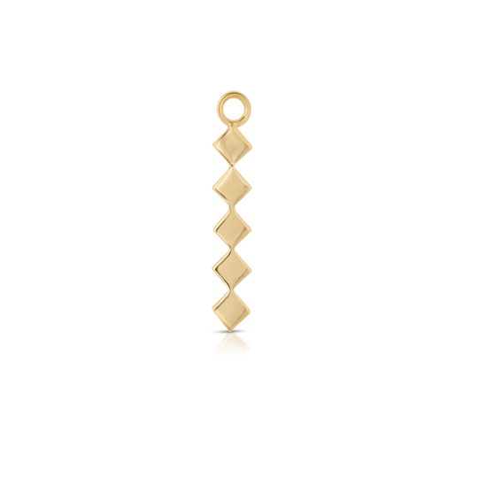 Five Vertical Square Gold Bar Hoop Charm