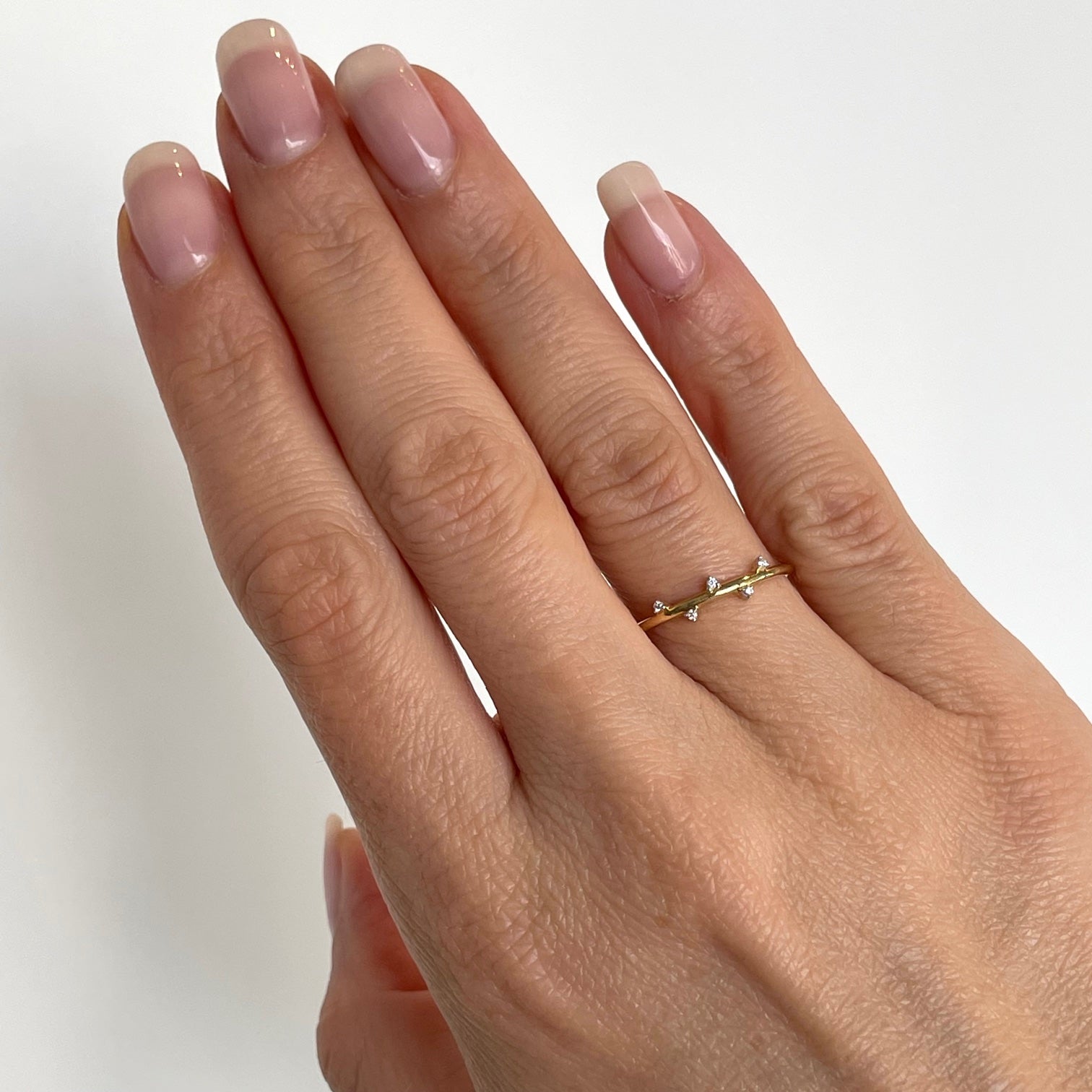Five Diamond Delicate Gold Ring