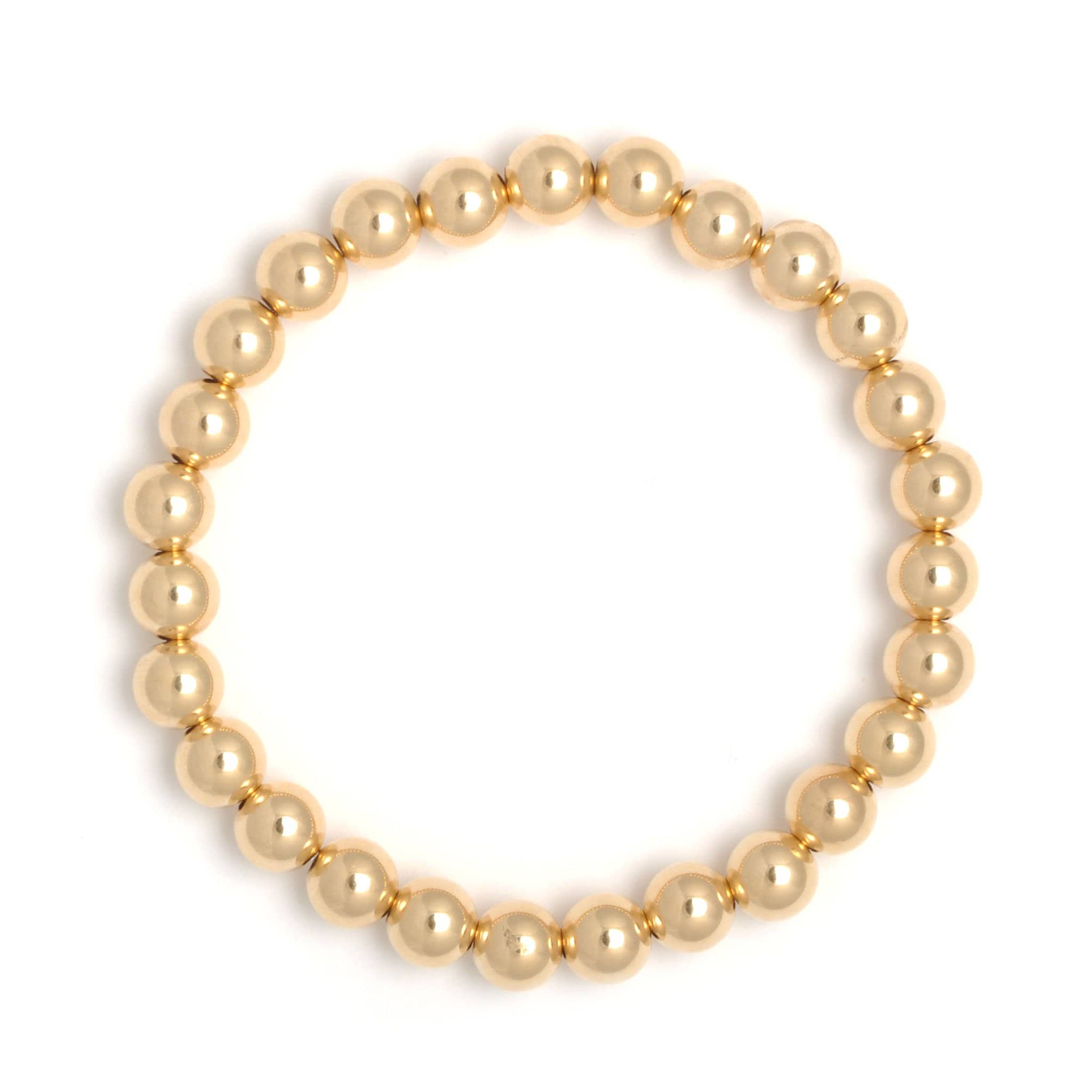 Karen Lazar 7mm Yellow Gold Bead Layering Bracelet - Curated Los Angeles