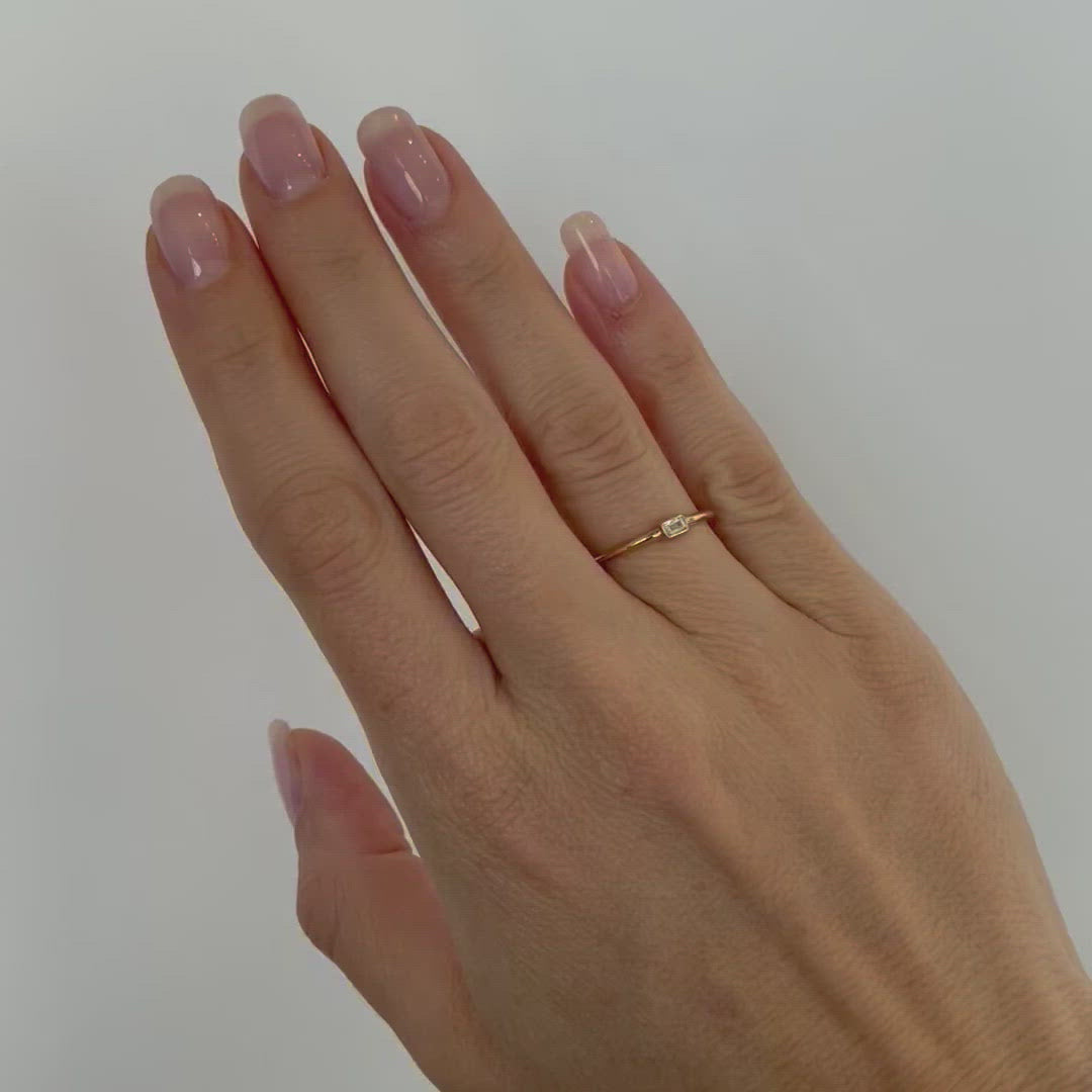 Diamond Baguette Solitaire Stacking Ring